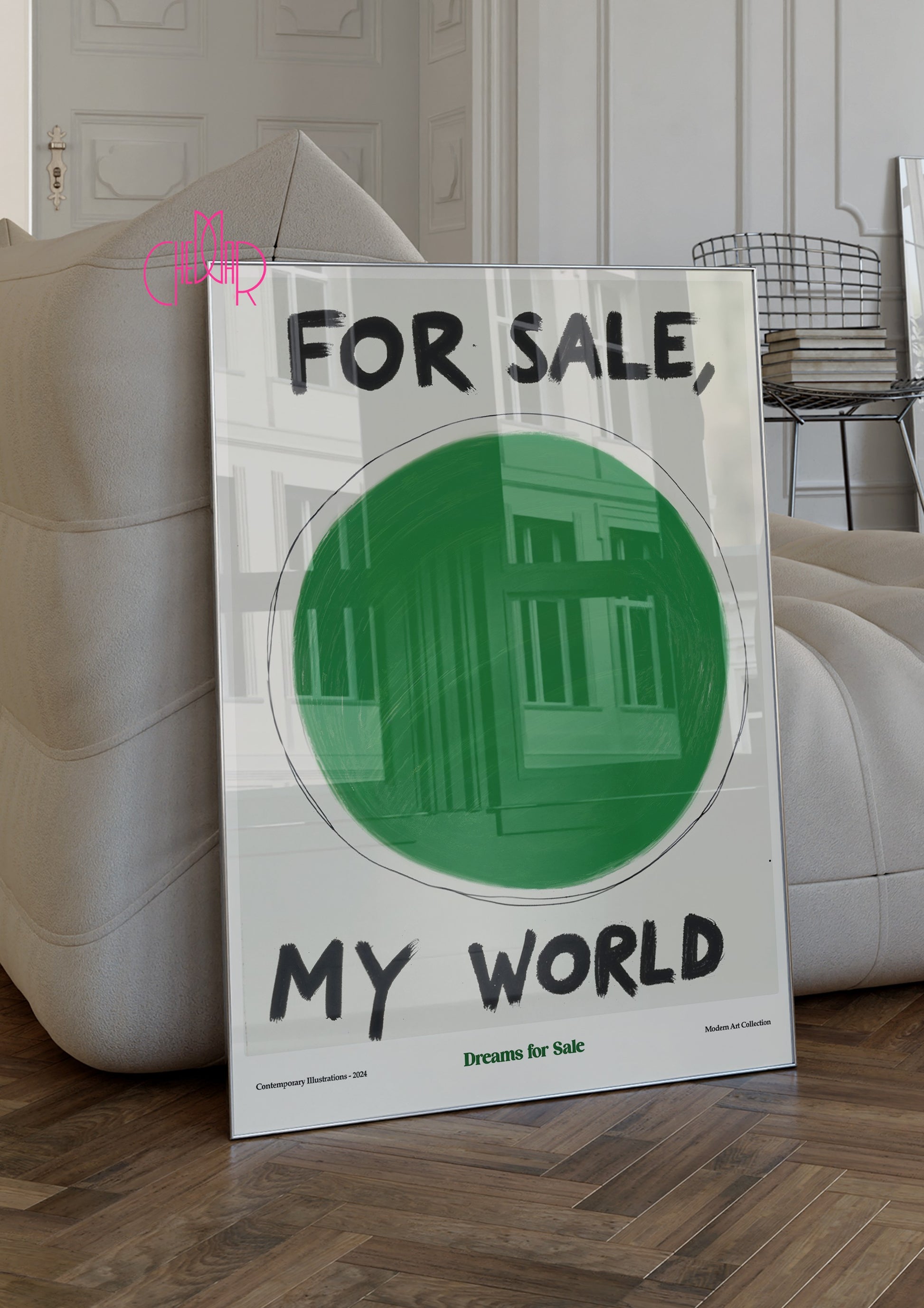 Humorous poster "My World for Sale" - contemporary, modernism