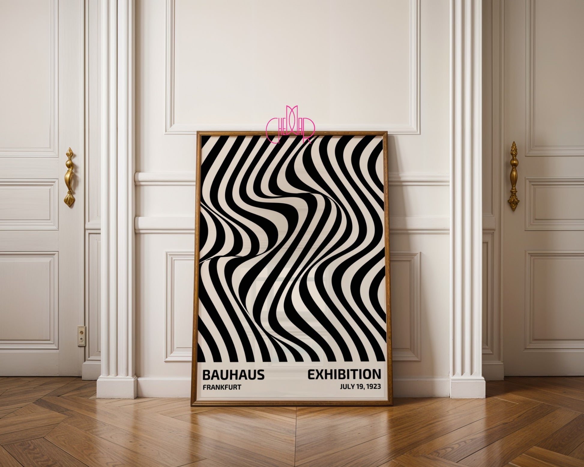 Bauhaus poster – Black abstract lines on a beige background, exhibition 1919