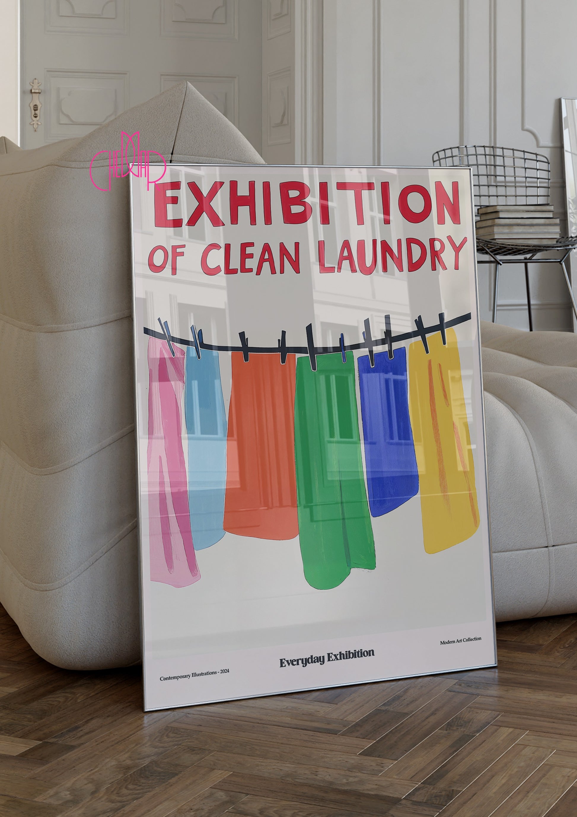 Poster Clean Laundry Exhibition, contemporary art, modernism
