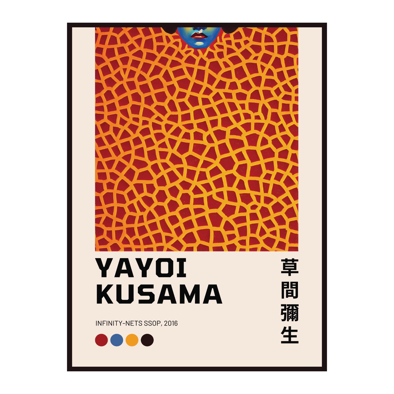Yayoi Kusama poster, Face with Orange Lines, Giraffe, 2016