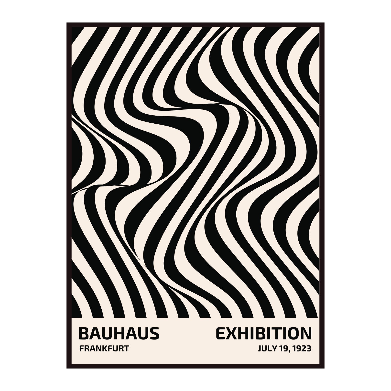 Bauhaus poster – Black abstract lines on a beige background, exhibition 1919