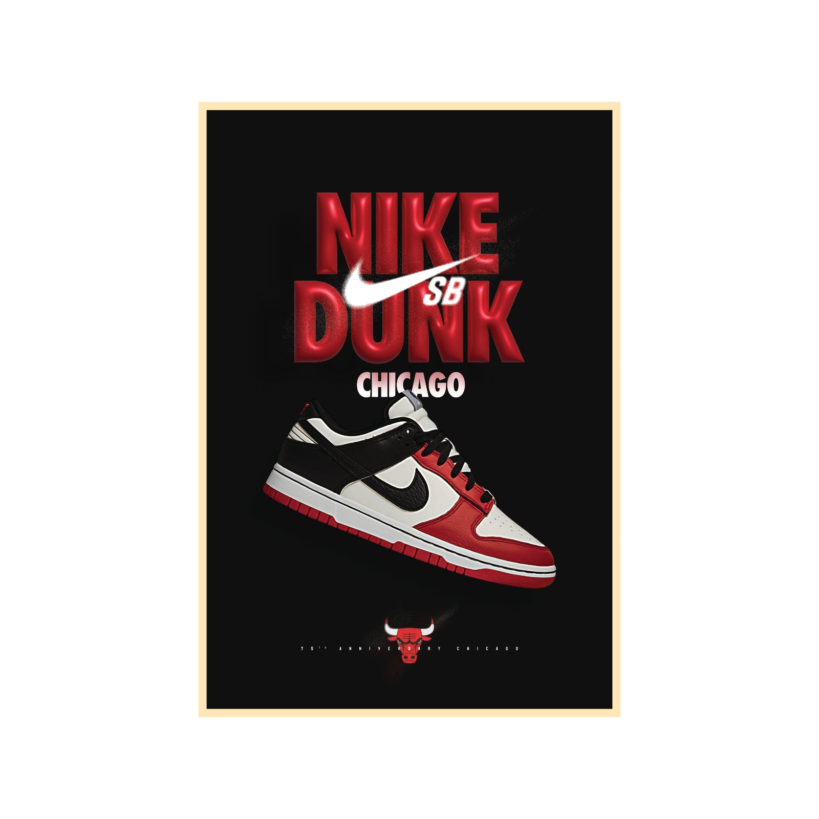 Nike Dunk SB Chicago poster, sneakers, modern art, streetwear