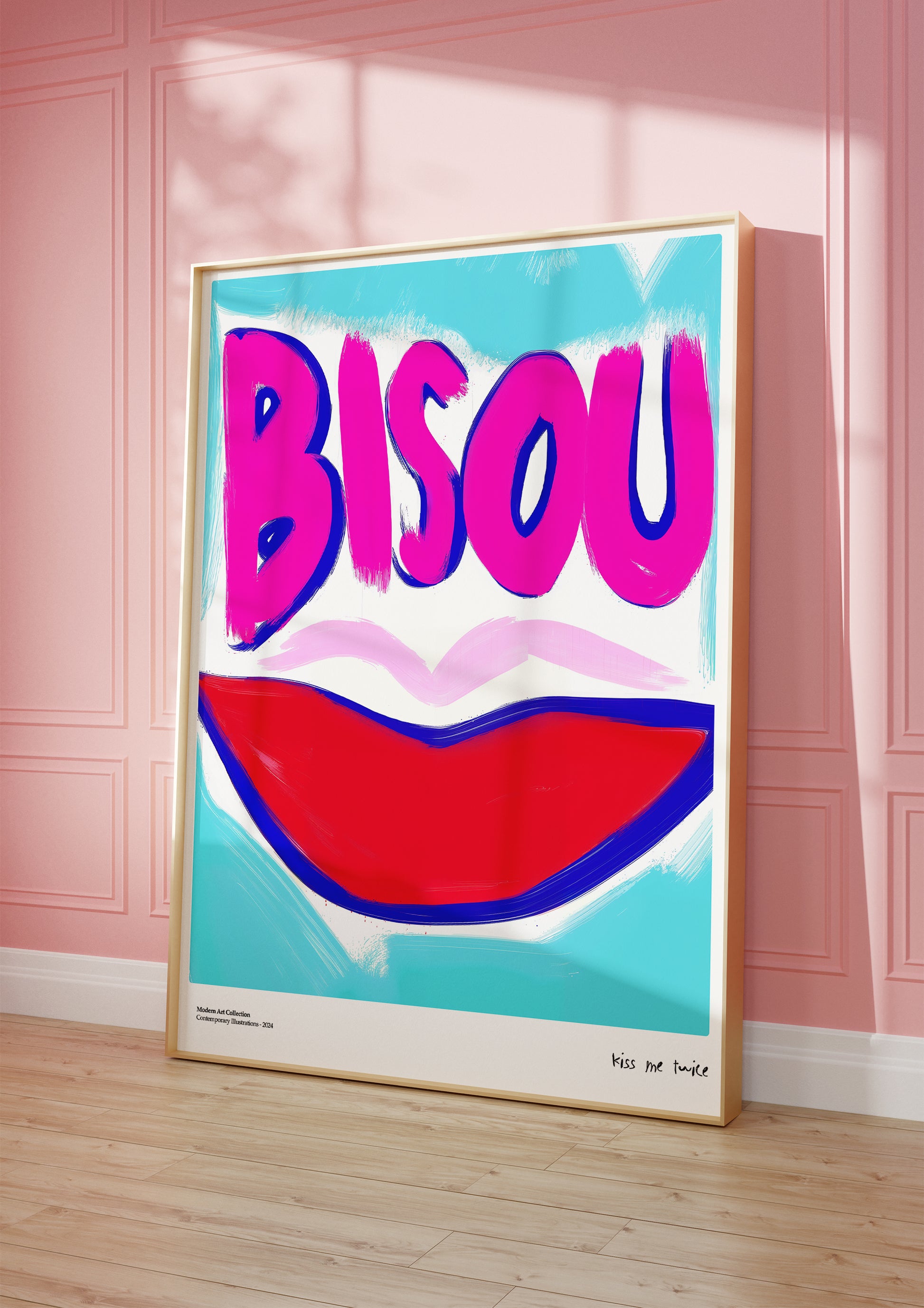 Bisou Bisou poster, French Kiss, modernism, contemporary art