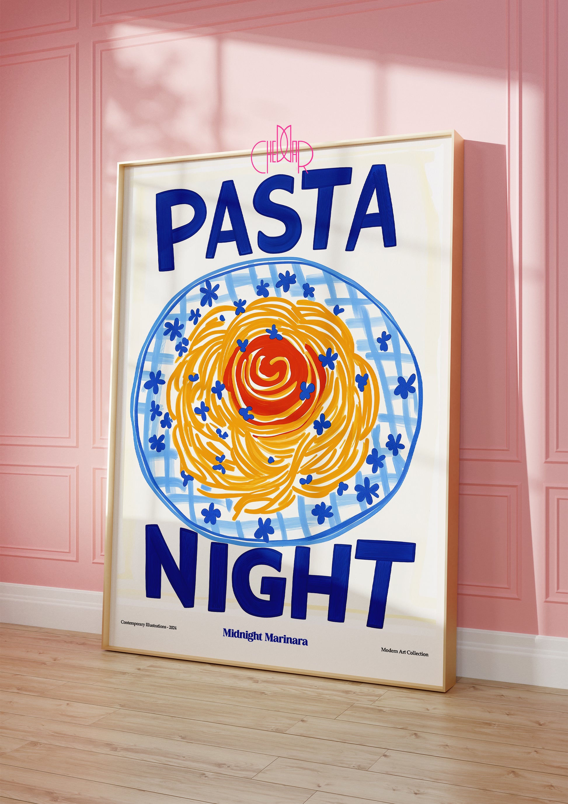 Pasta Night modernist poster, Contemporary Art Gallery