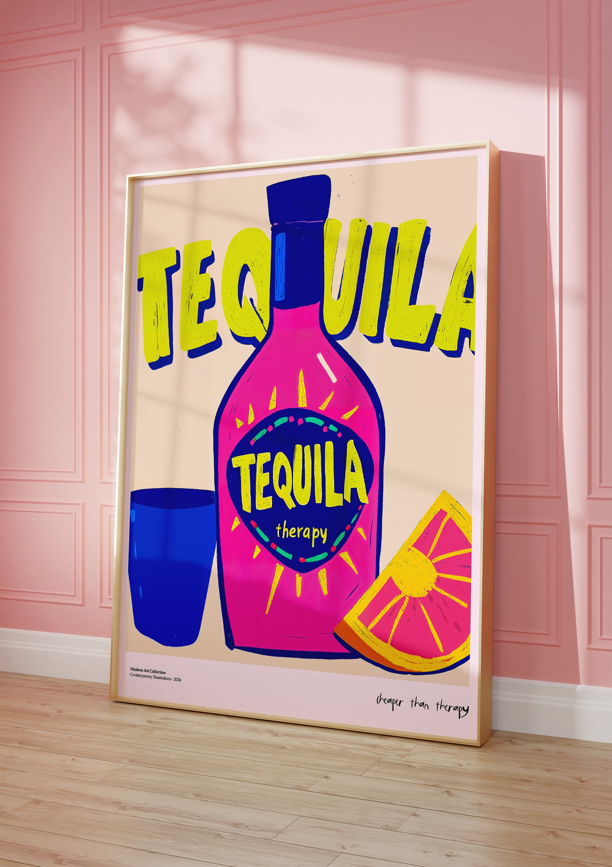 Tequila Therapy Poster – Because the best conversations happen over salt and lemon!