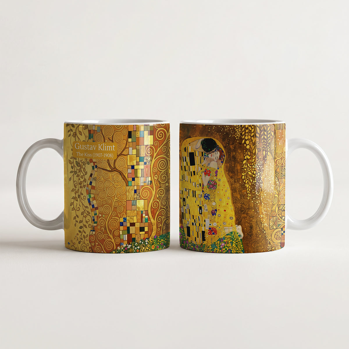 Gustav Klimt The Kiss (1907-1908) - Ceramic Art Coffee Mug | CheddarArt