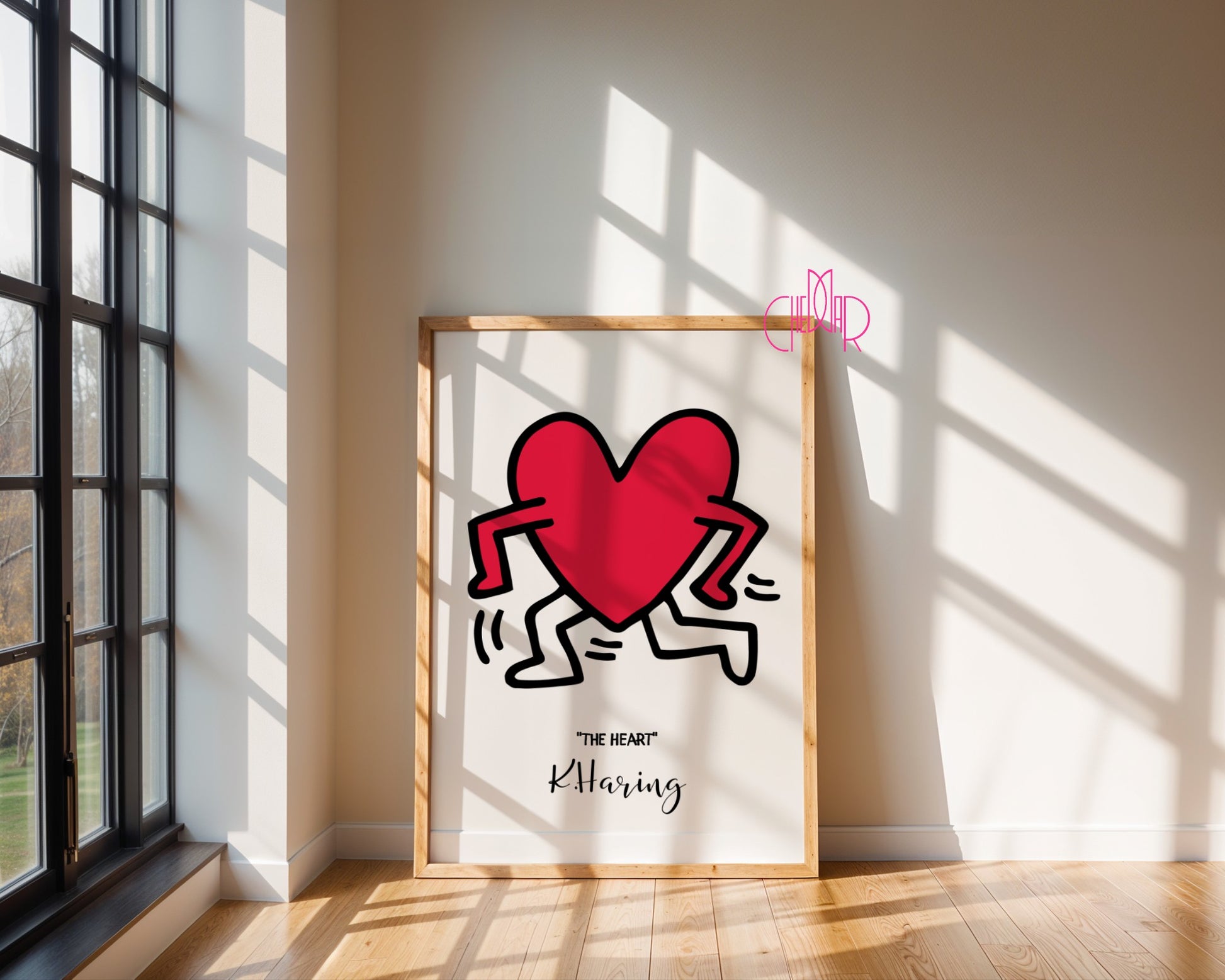 Keith Haring The Heart poster, heart with legs, street art, pop art