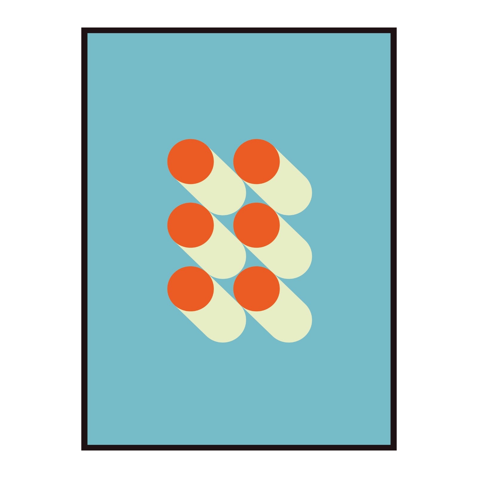 Bauhaus Poster – Orange Dots on a Blue Background