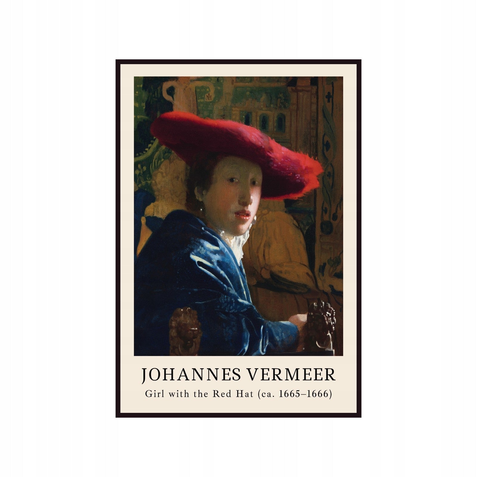 Johannes Vermeer Girl with a Red Hat Poster, Vintage