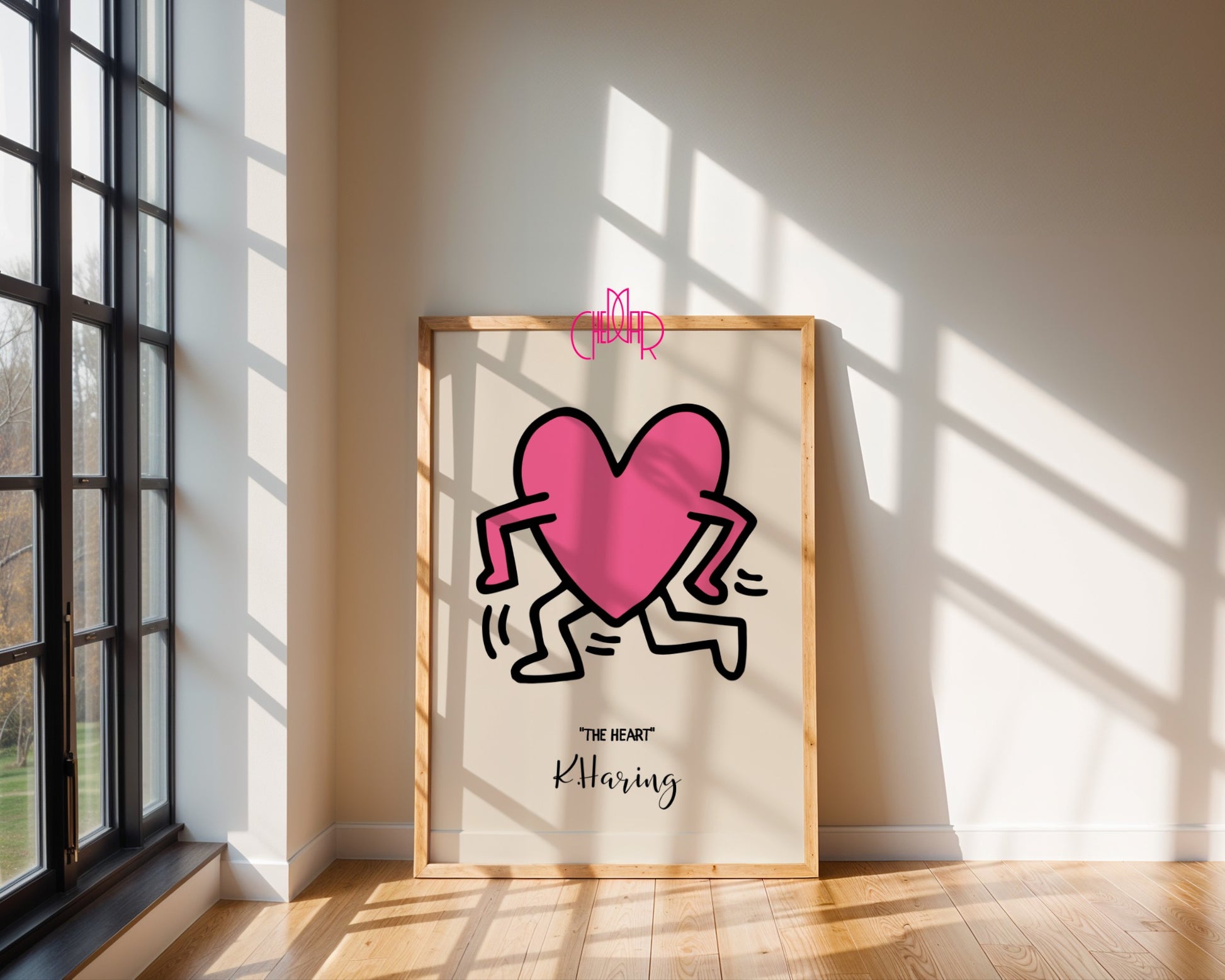 Keith Haring The Heart poster, pink heart, street art, pop art