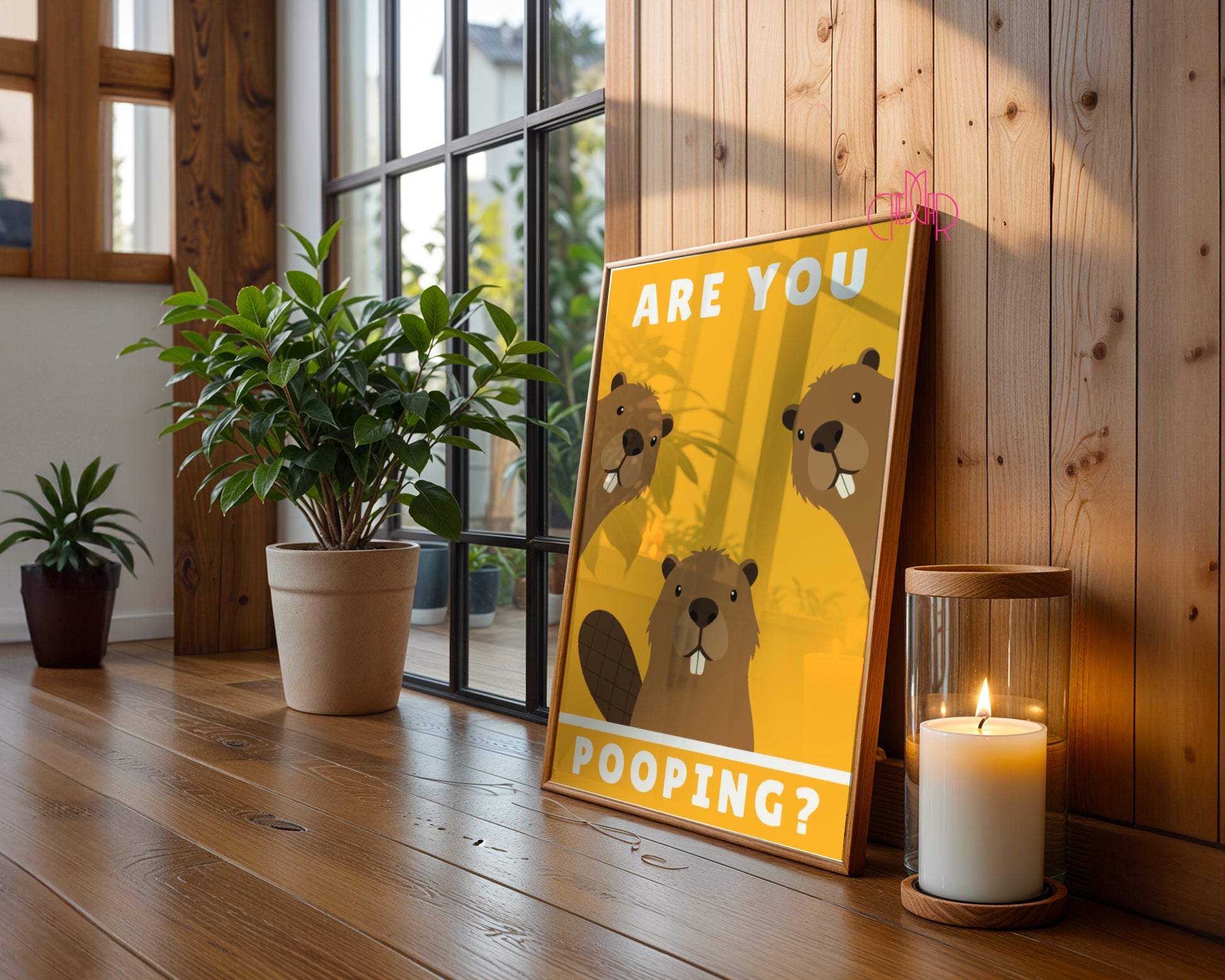 Funny "Are You Pooping?" poster with Beavers