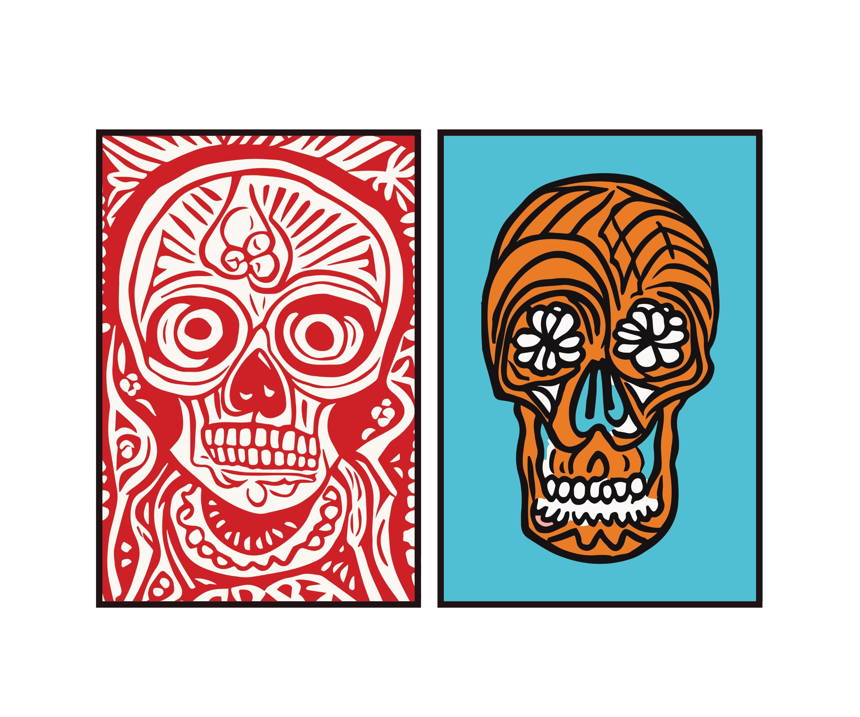 Mexican cultural icon poster, Day of the Dead skull, Mexico