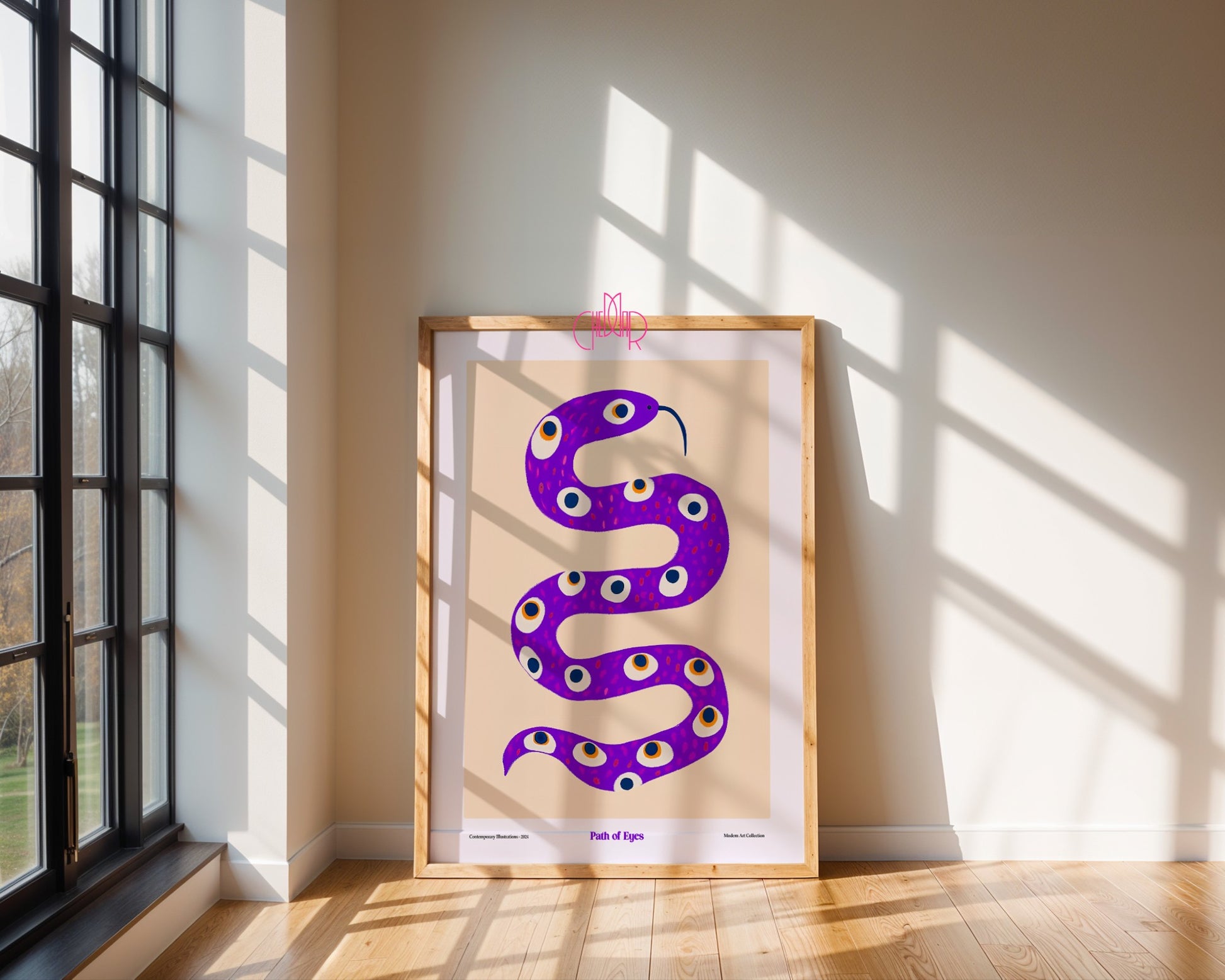 Path of Eyes poster, Snake with eyes, modernism, contemporary art