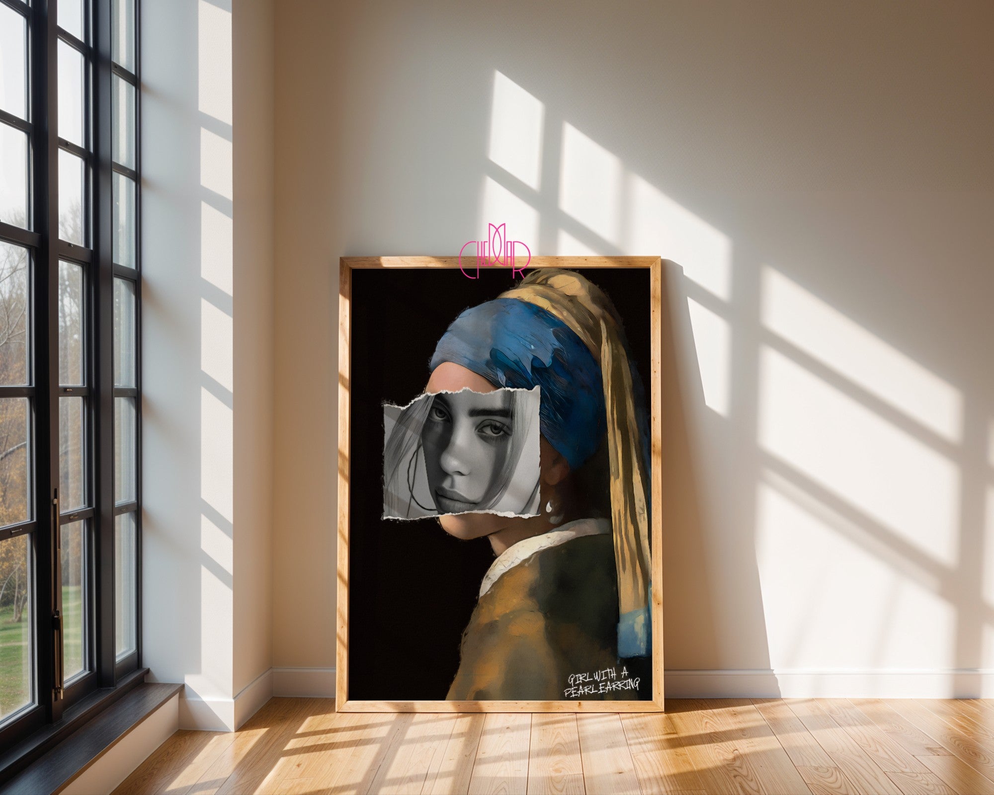 "Girl with a Pearl Earring" poster, Jan Vermeer, contemporary art, avant-garde