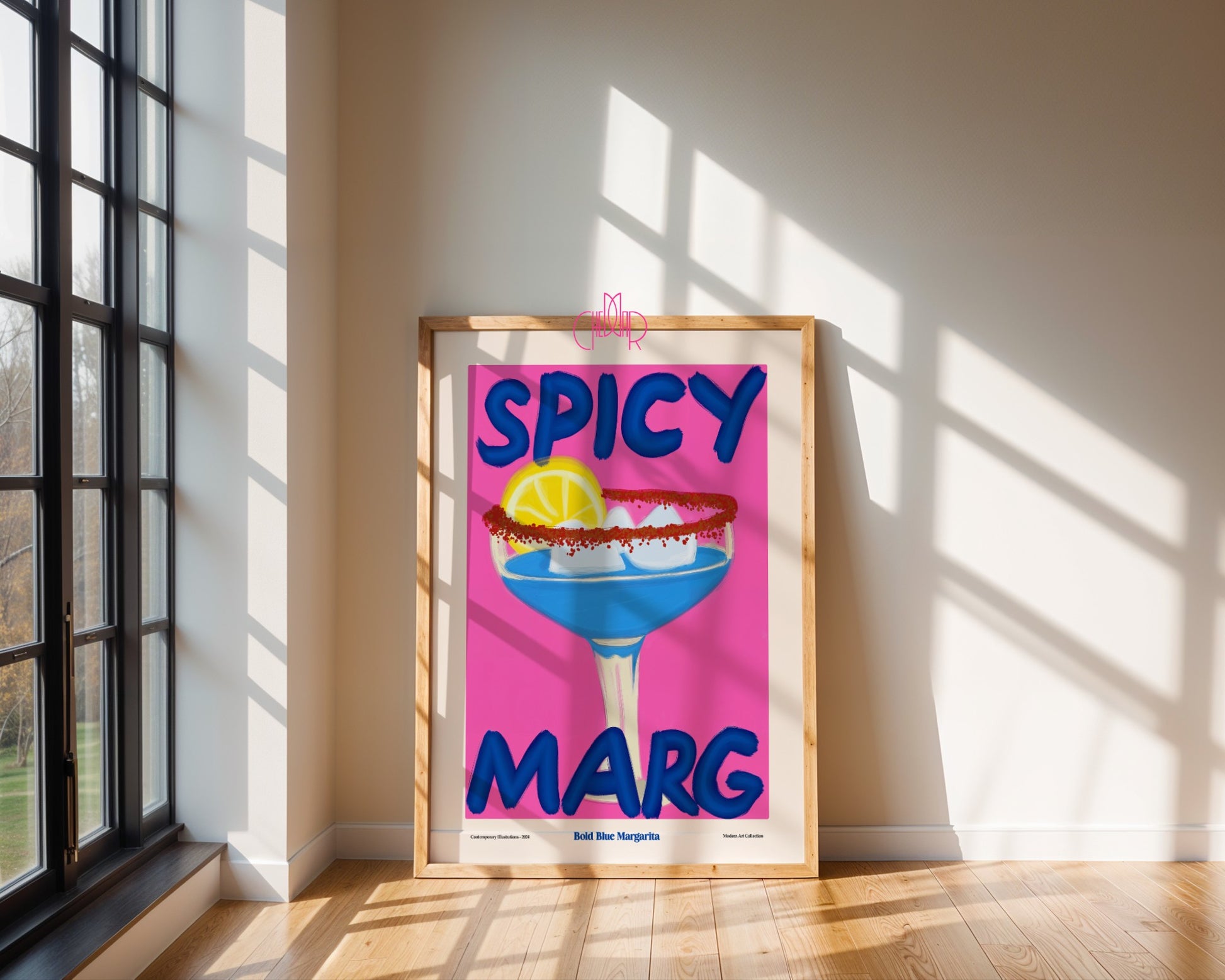 Spicy Margarita Poster, Bold Blue Margarita, Contemporary Art