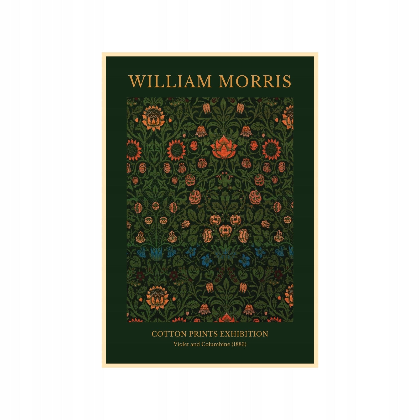 William Morris – Cotton Prints Exhibition, Violet and Columbine 1883 poster
