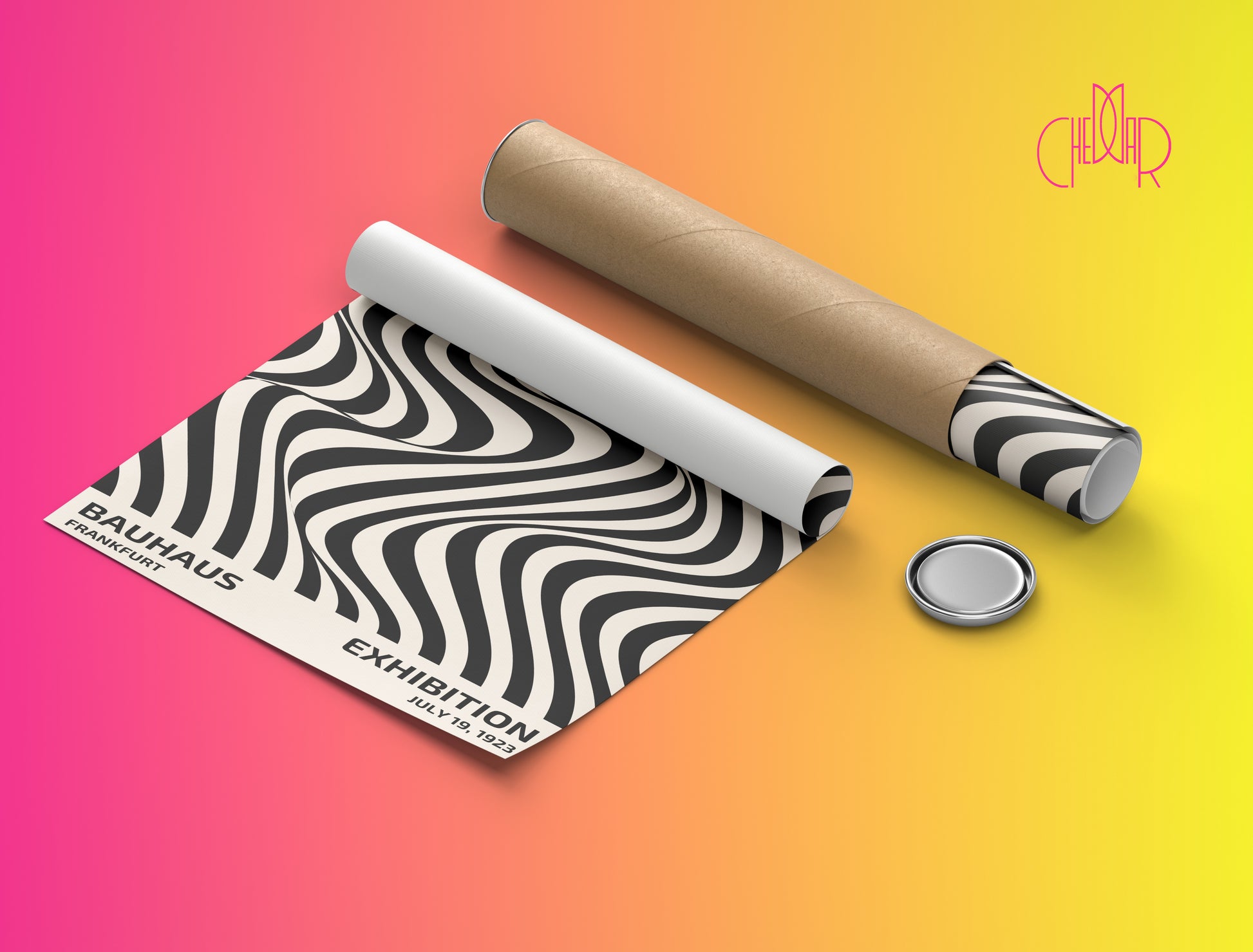 Bauhaus poster – Black abstract lines on a beige background, exhibition 1919