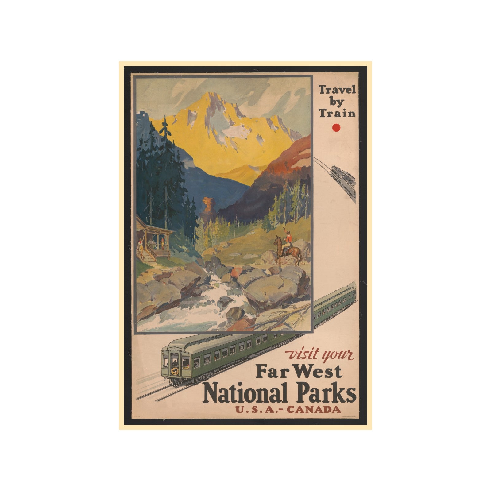 "Far West National Parks" Poster - USA and Canada, Vintage