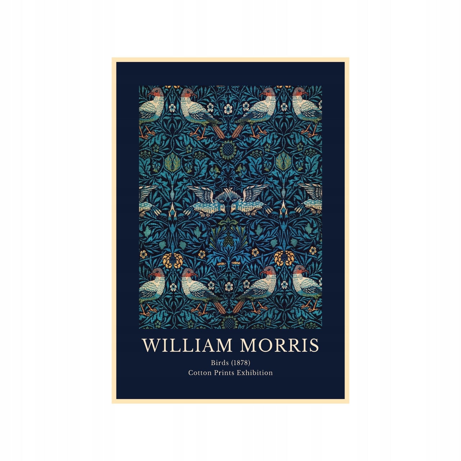 William Morris Cotton Print Exhibition Birds 1878 poster, birds