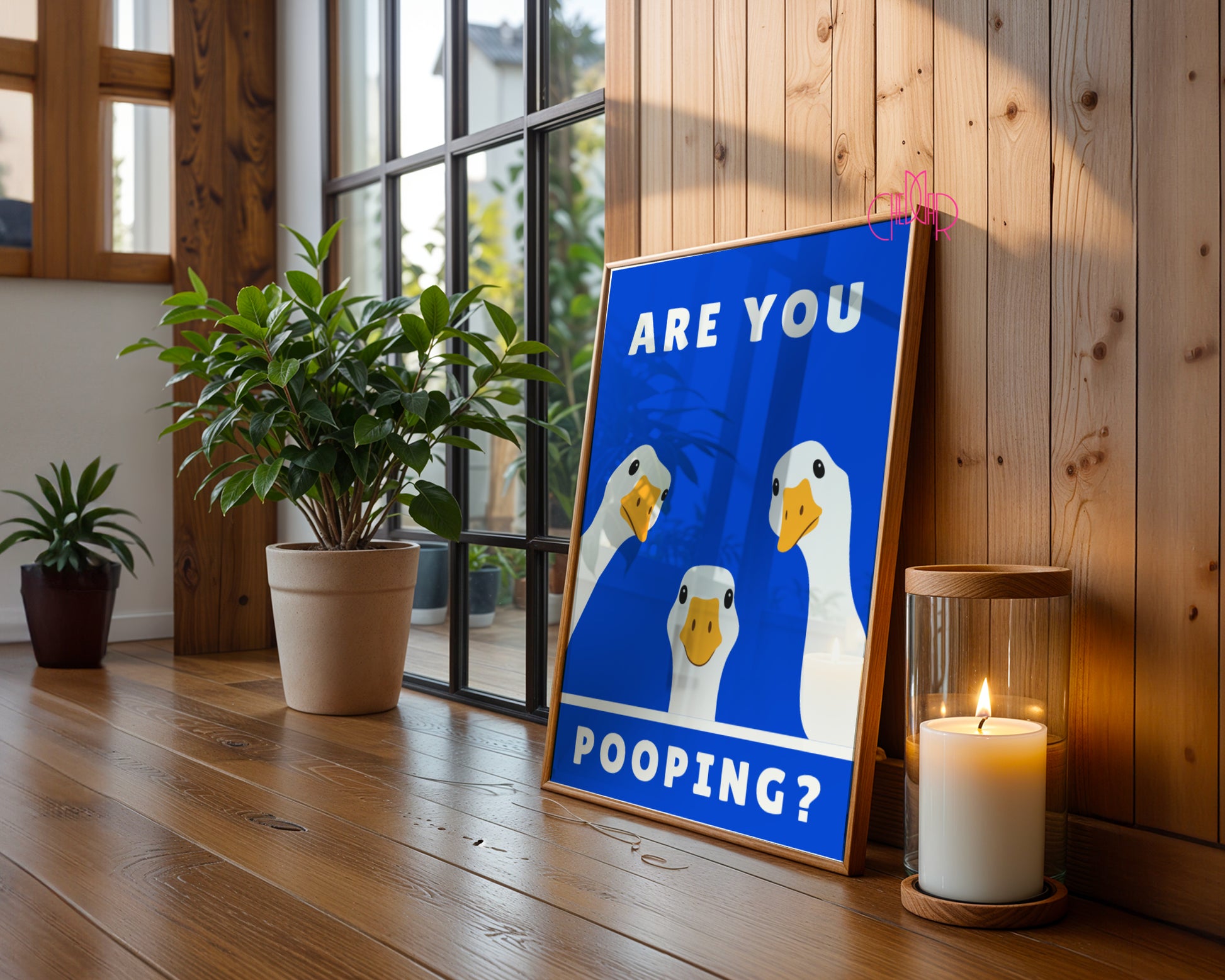 Funny "Are You Pooping?" poster with geese