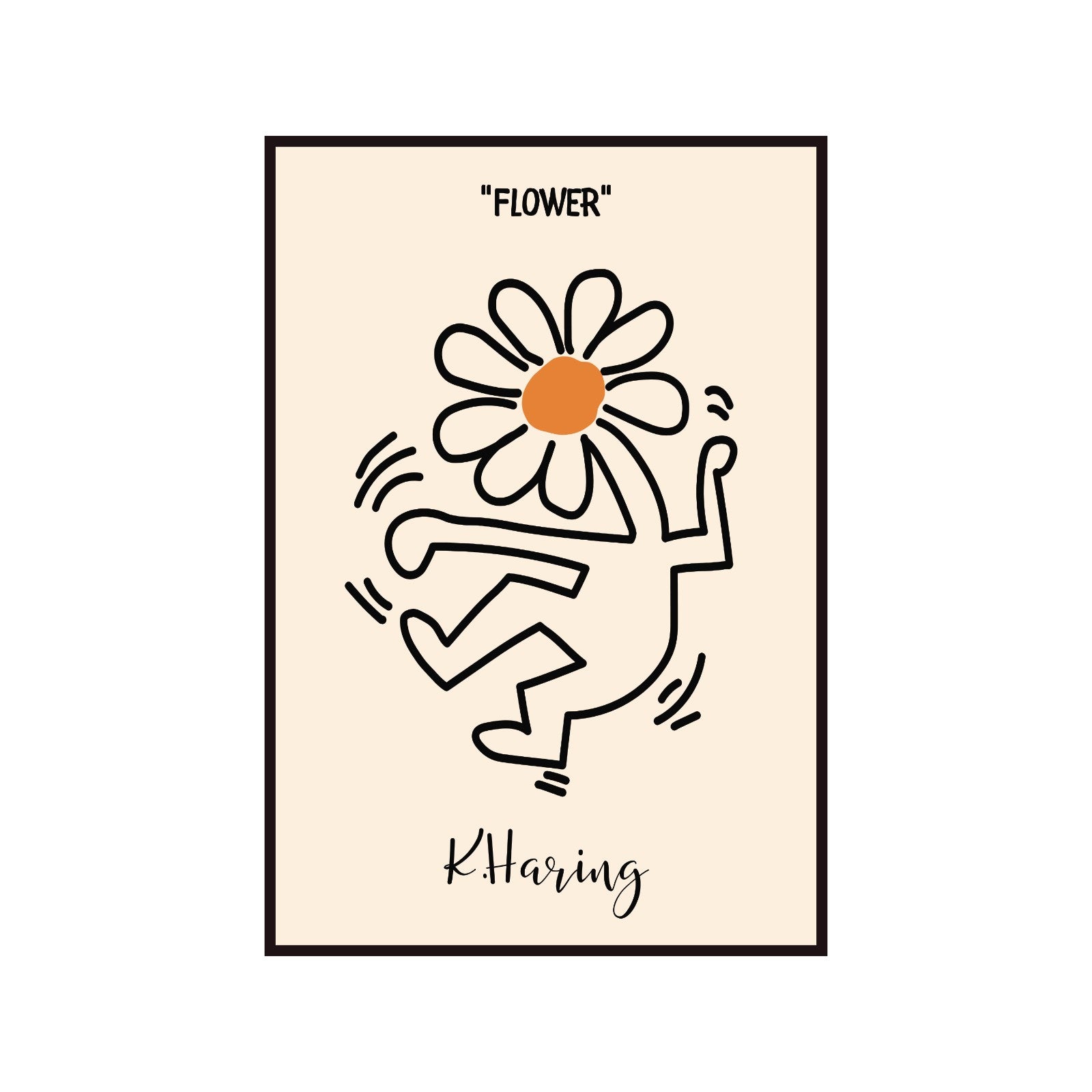 Keith Haring Flower poster, flower, street art, pop art, modernism