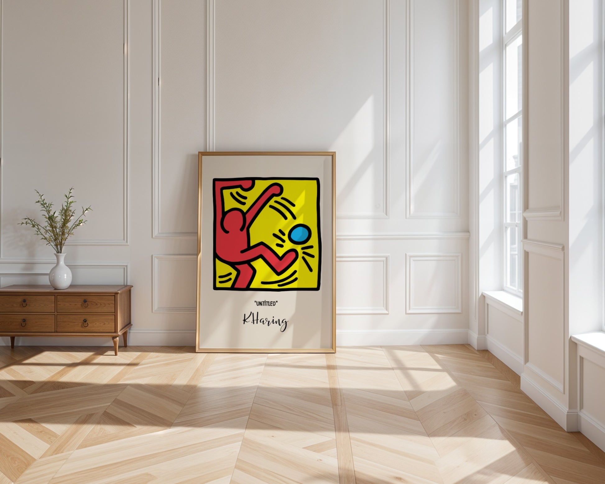 Keith Haring Untitled poster, figure with ball, street art, pop art