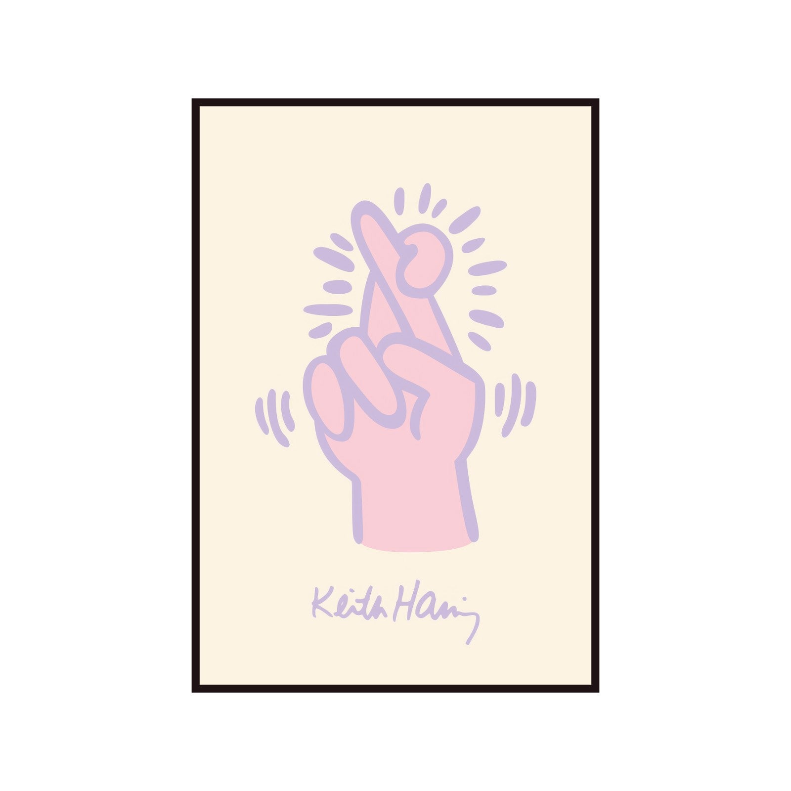 Keith Haring Crossed Fingers poster, street art, pop art