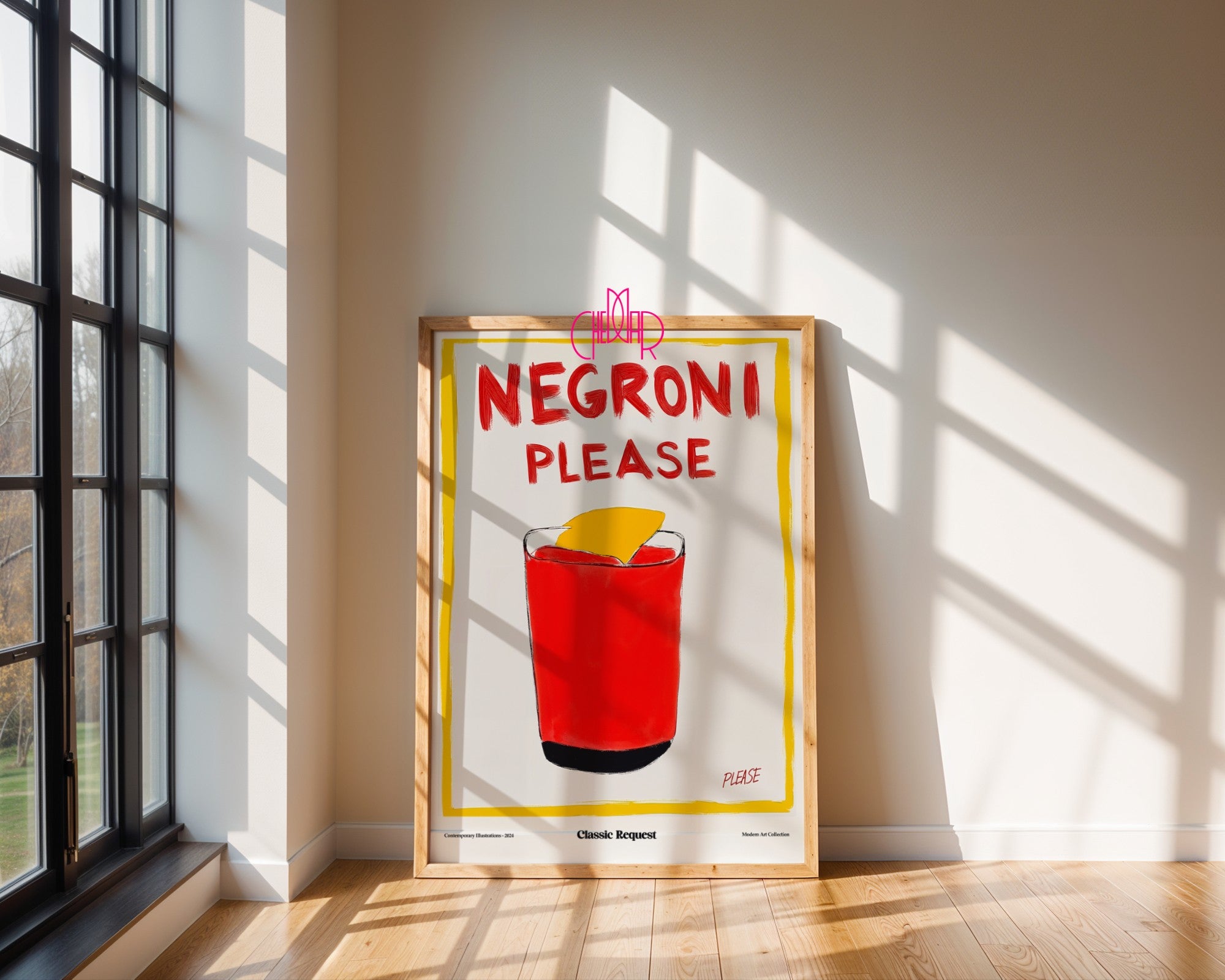 Modernist poster Negroni Please, a classic request, contemporary