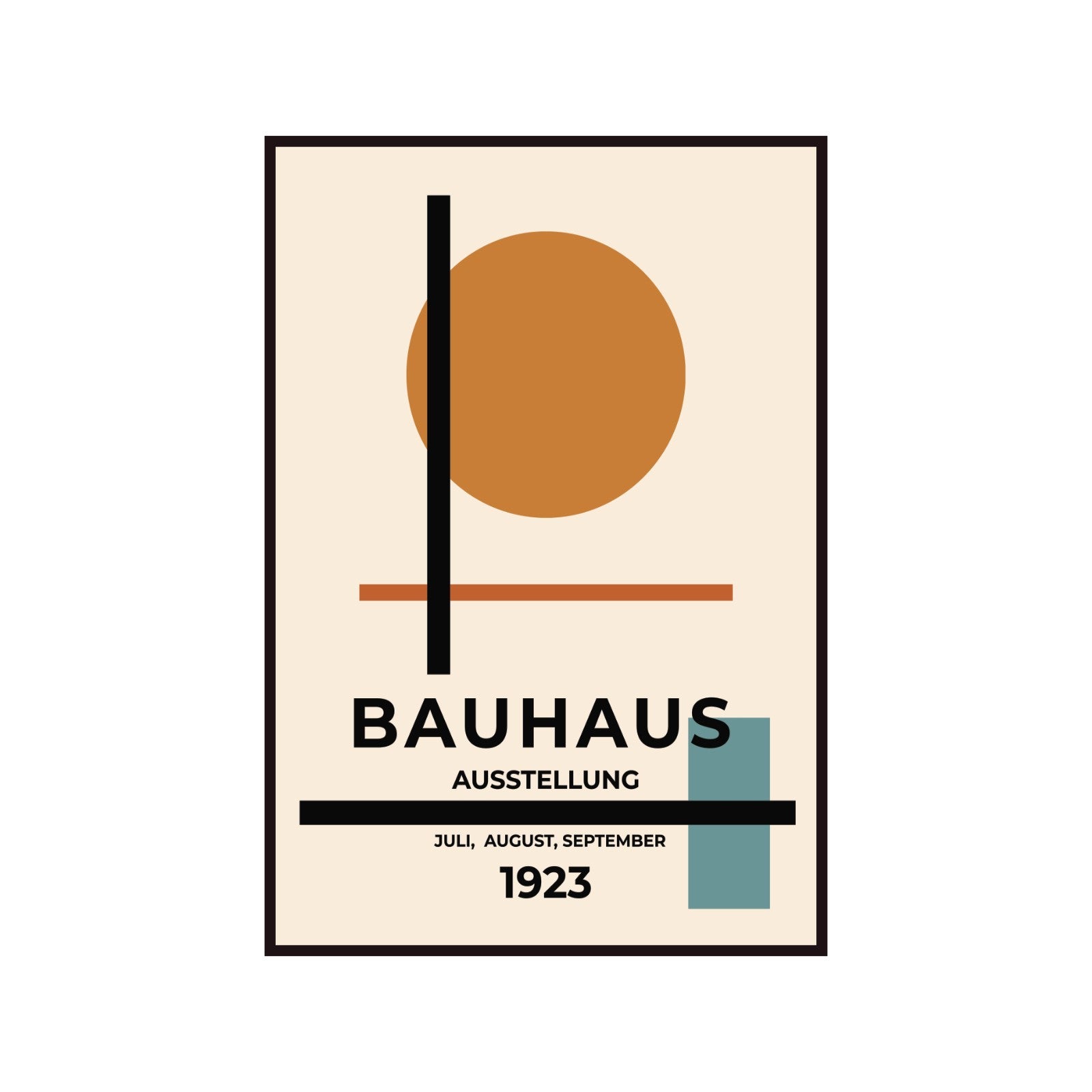 Bauhaus poster orange dot on beige background, modernism