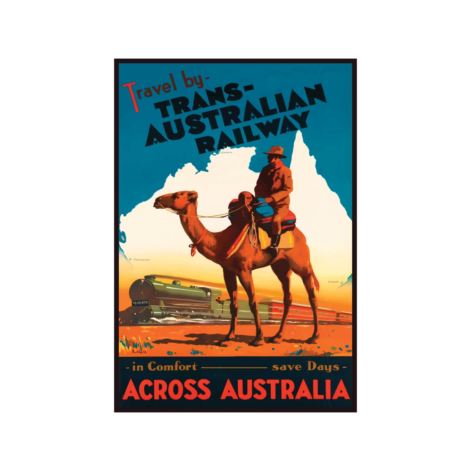 Trans Australian Railway Poster - A Journey Through Australia, Vintage/Retro