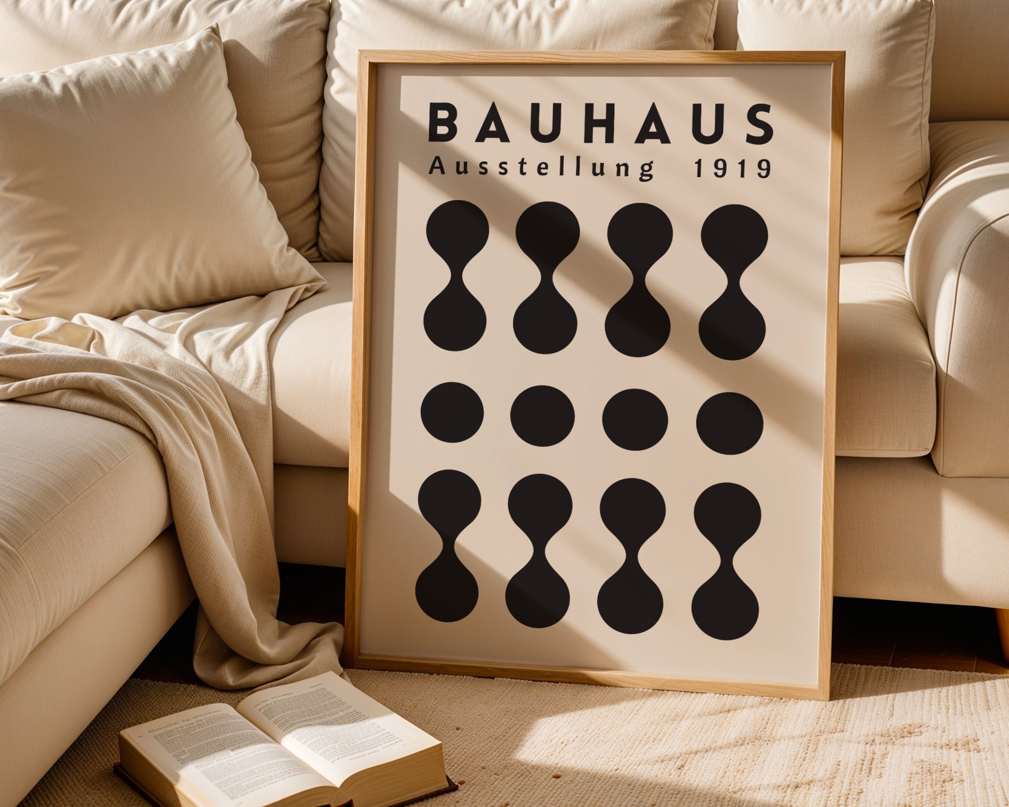 Bauhaus poster – Black dots on a beige background, exhibition 1919