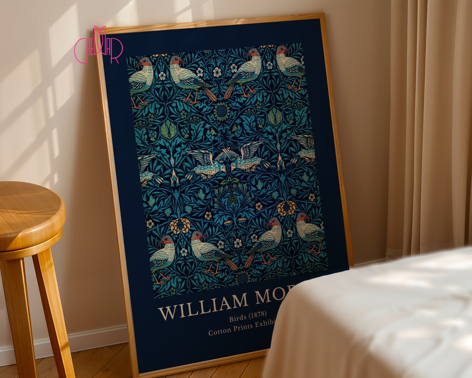 William Morris Cotton Print Exhibition Birds 1878 poster, birds