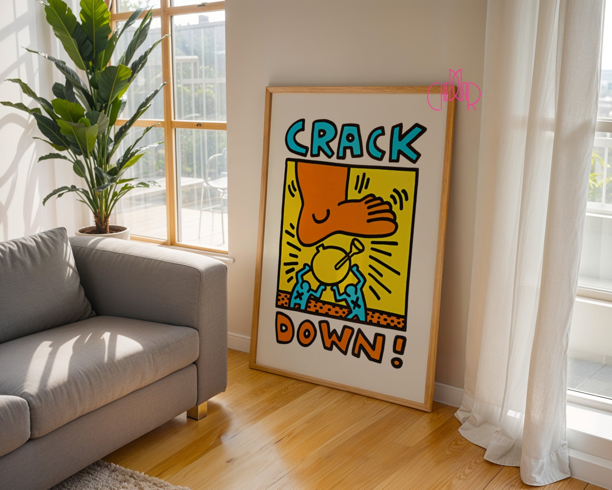 Keith Haring Crack Down 1986 poster, street art, pop art