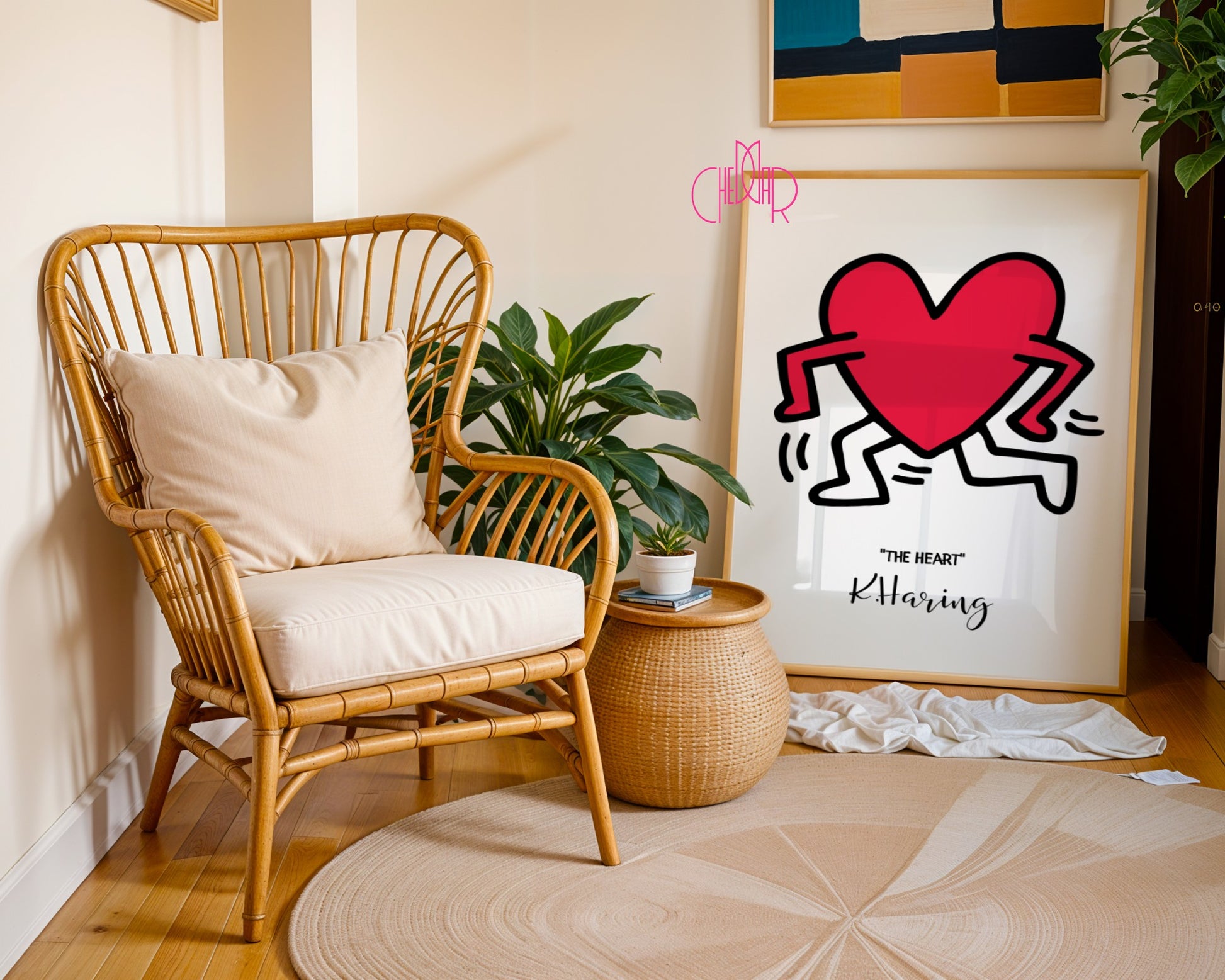 Keith Haring The Heart poster, heart with legs, street art, pop art