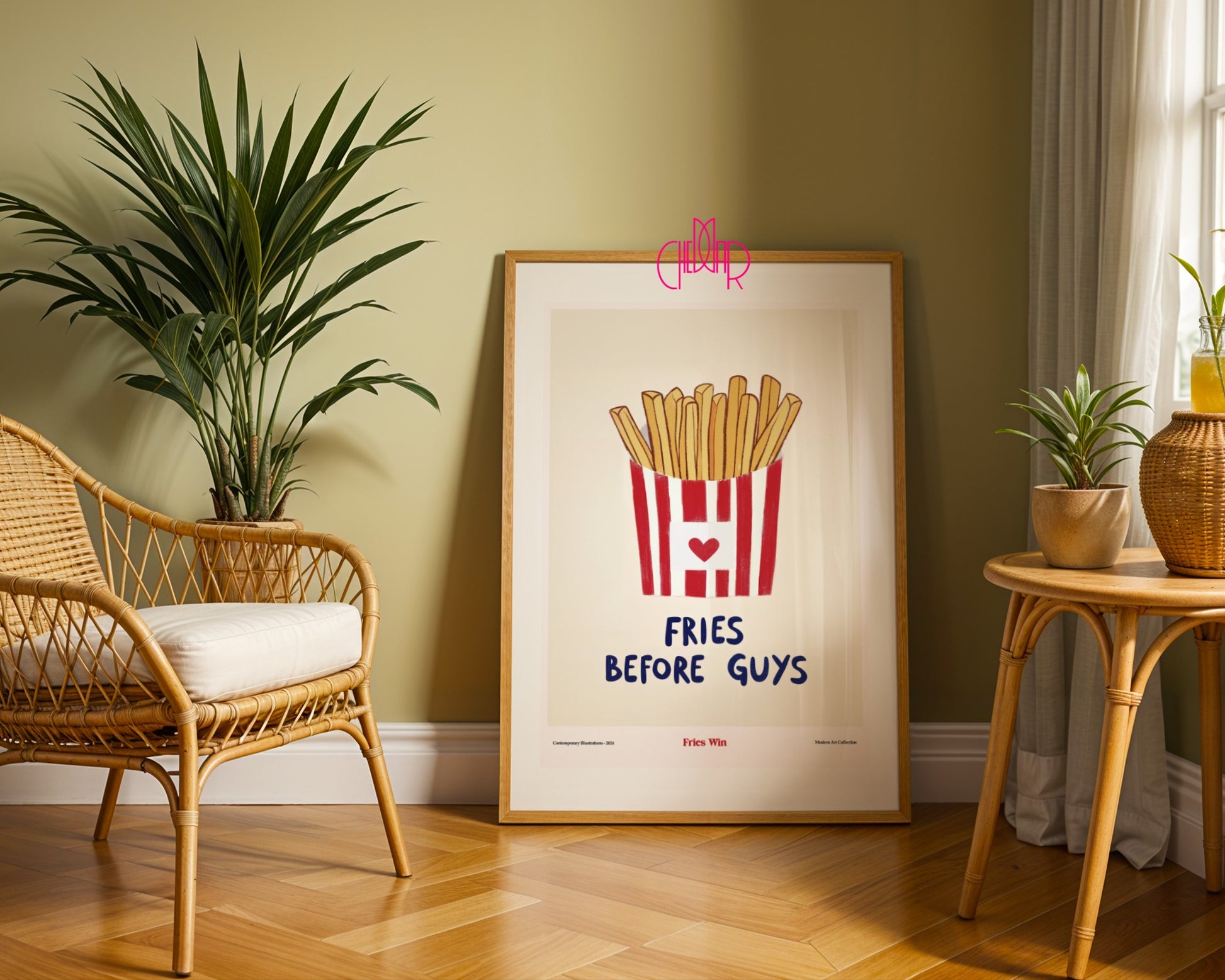 Fries Before Guys poster - Fries Win, contemporary art, modernism