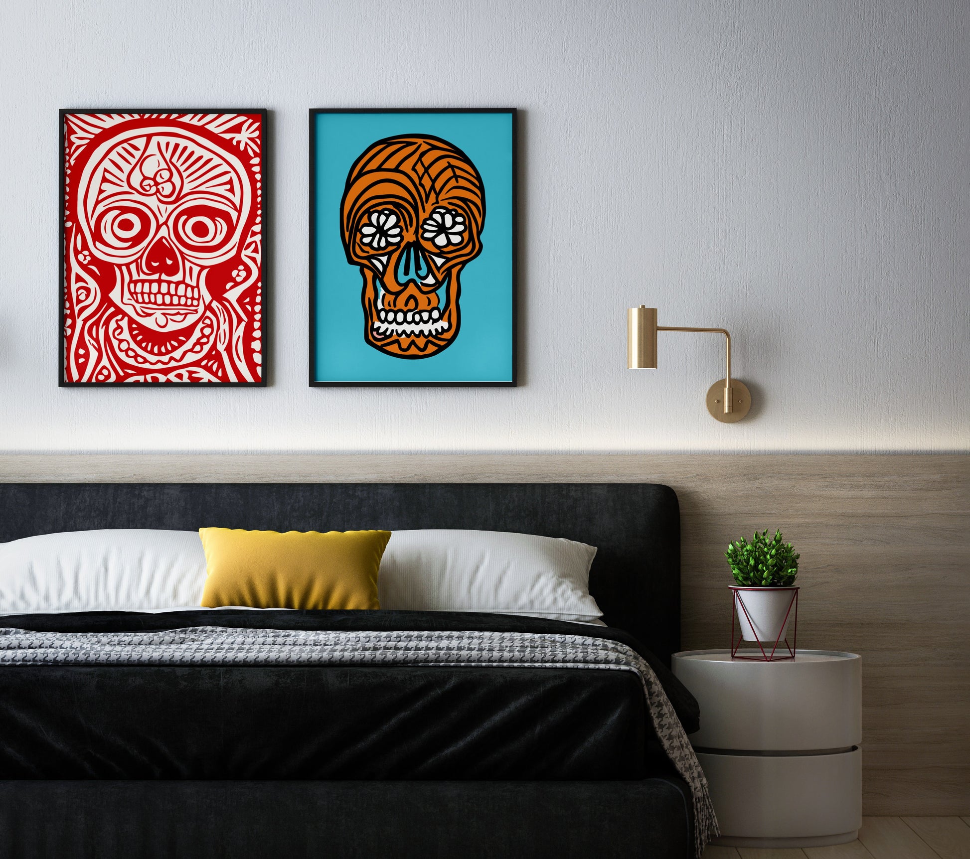 Mexican cultural icon poster, Day of the Dead skull, Mexico