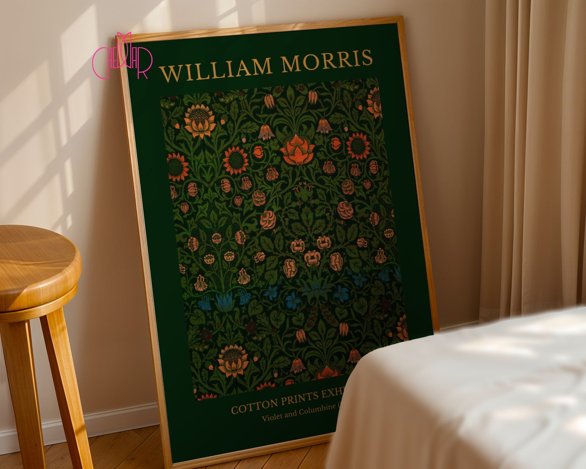 William Morris – Cotton Prints Exhibition, Violet and Columbine 1883 poster