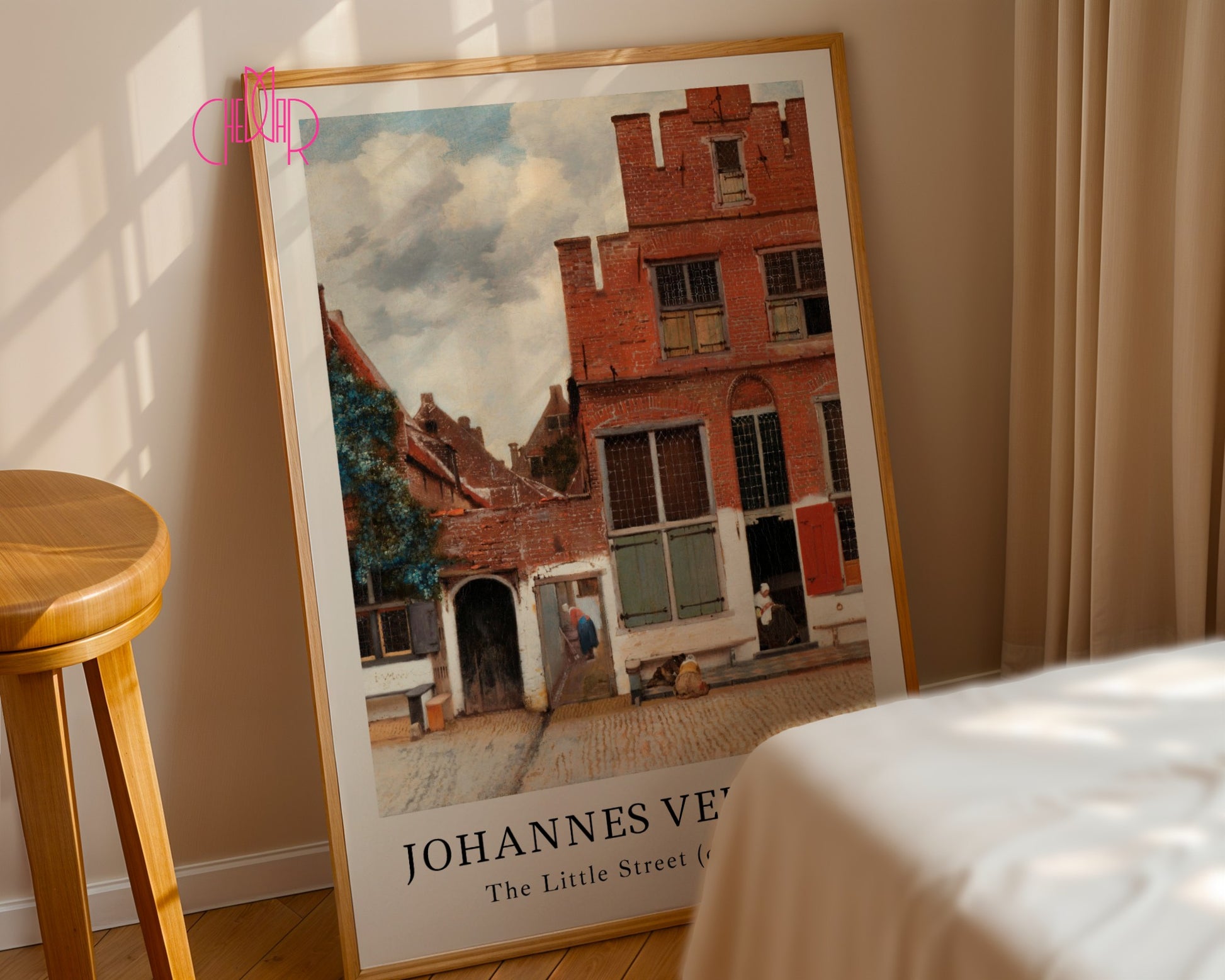 Poster Johannes Vermeer Small Street, Historic Buildings, Vintage