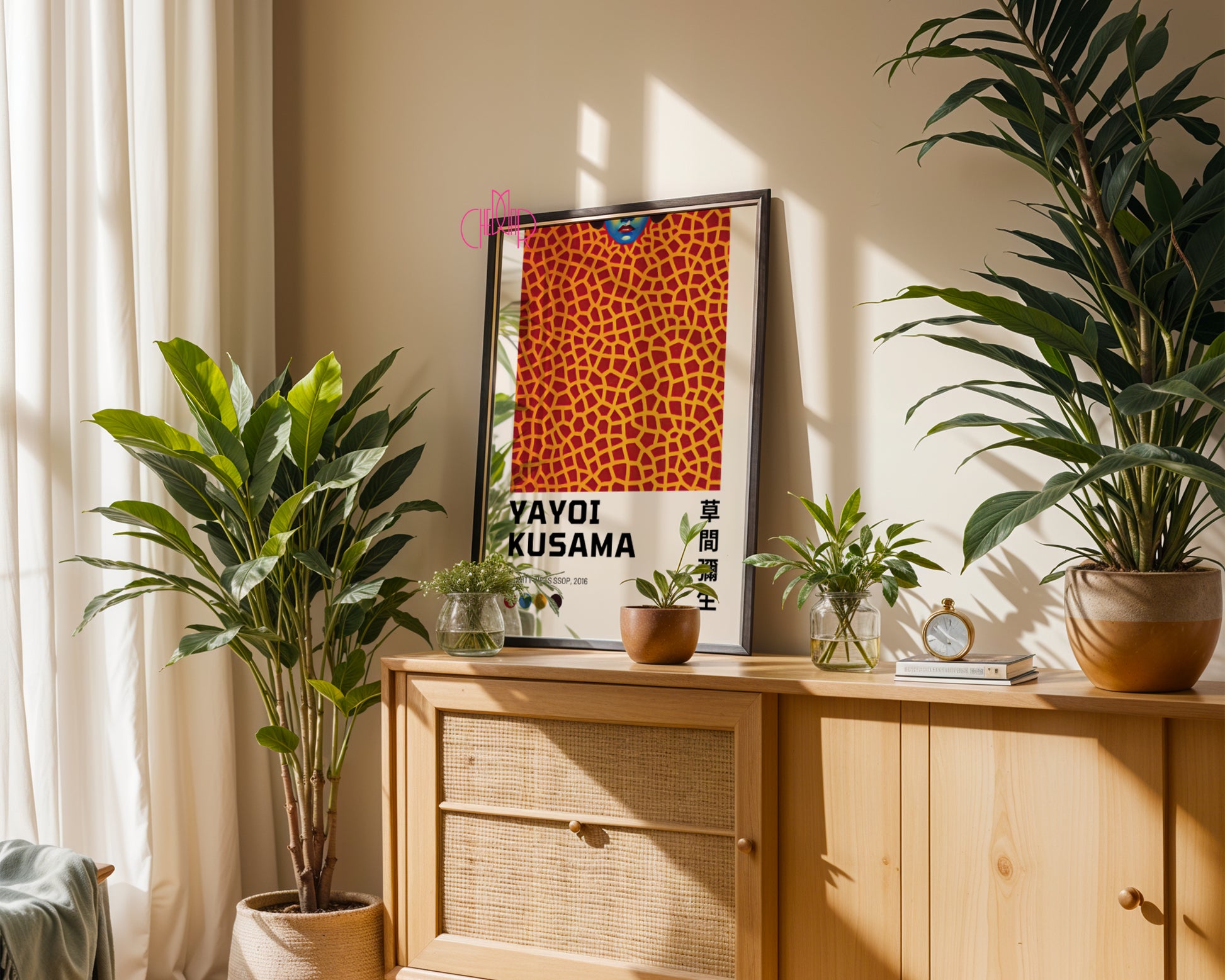 Yayoi Kusama poster, Face with Orange Lines, Giraffe, 2016