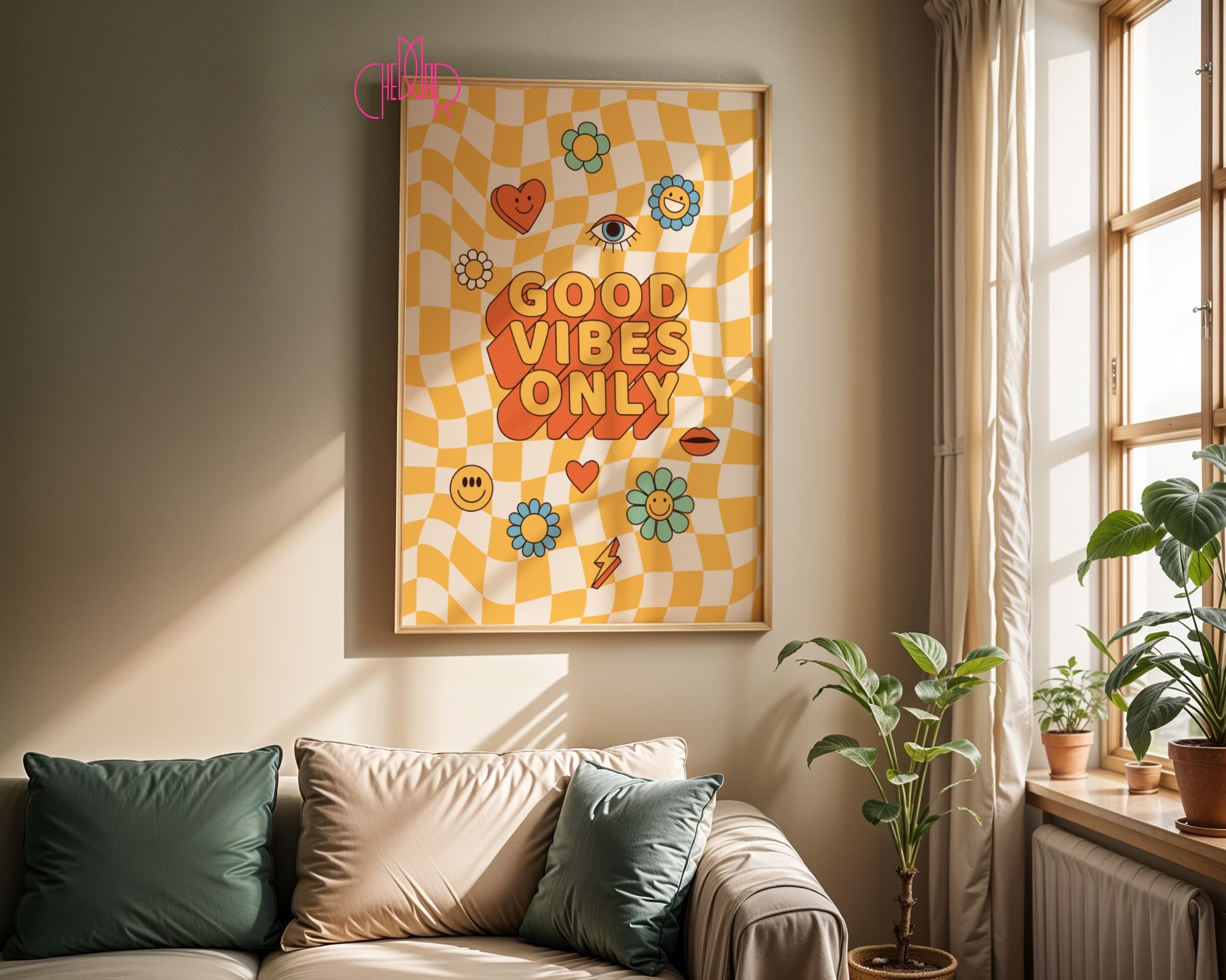 Good Vibes Only – Retro Checkered