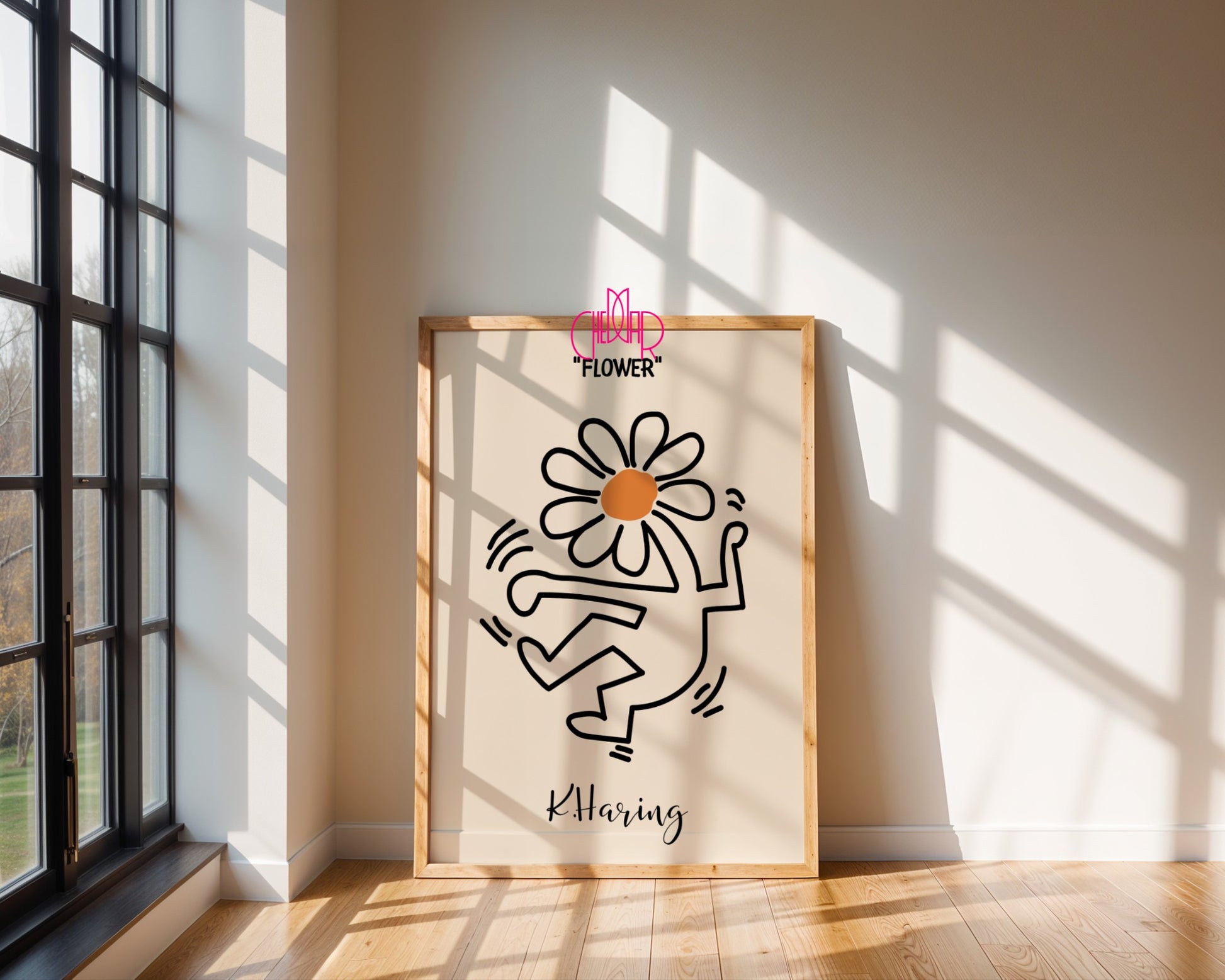 Keith Haring Flower poster, flower, street art, pop art, modernism