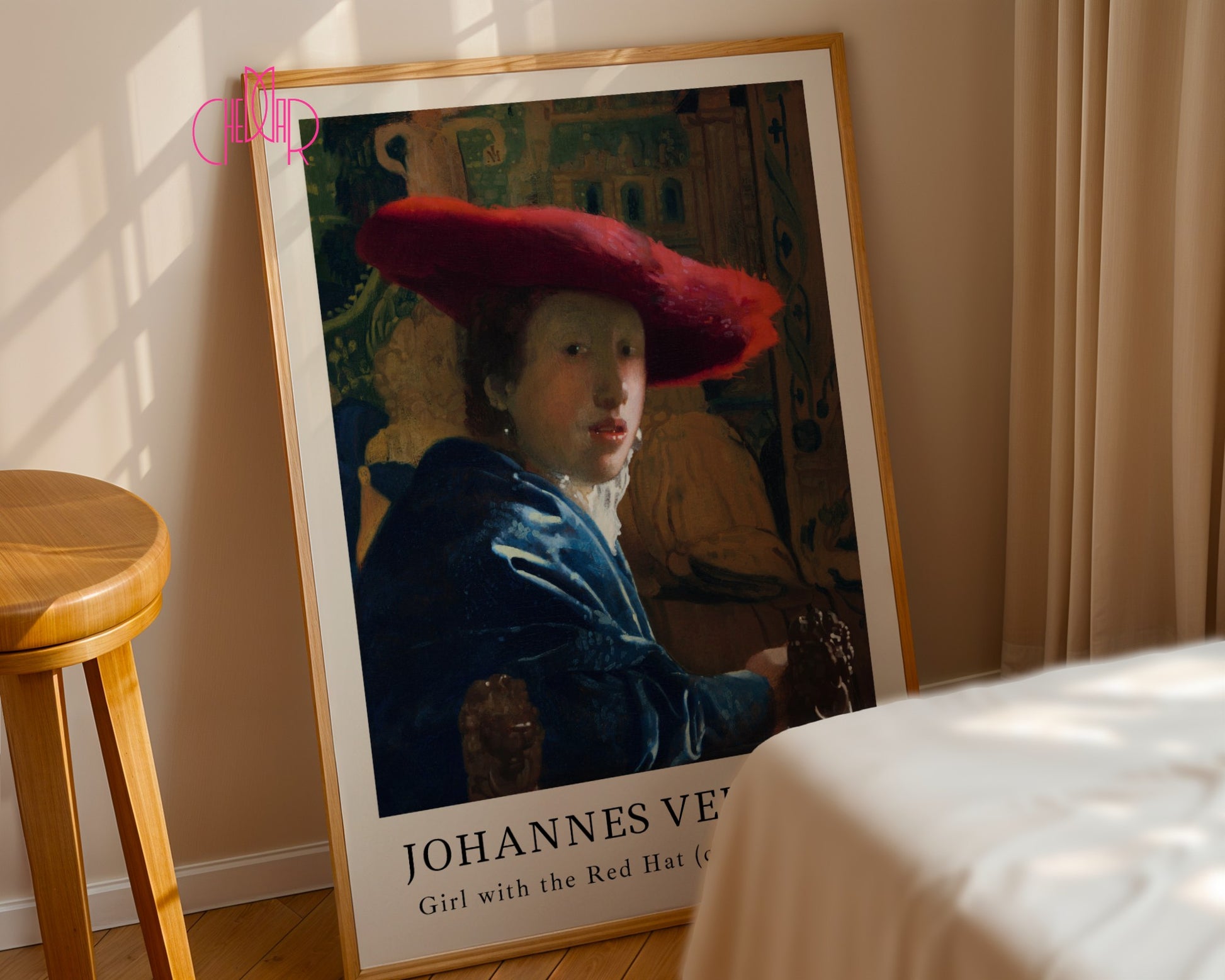 Johannes Vermeer Girl with a Red Hat Poster, Vintage