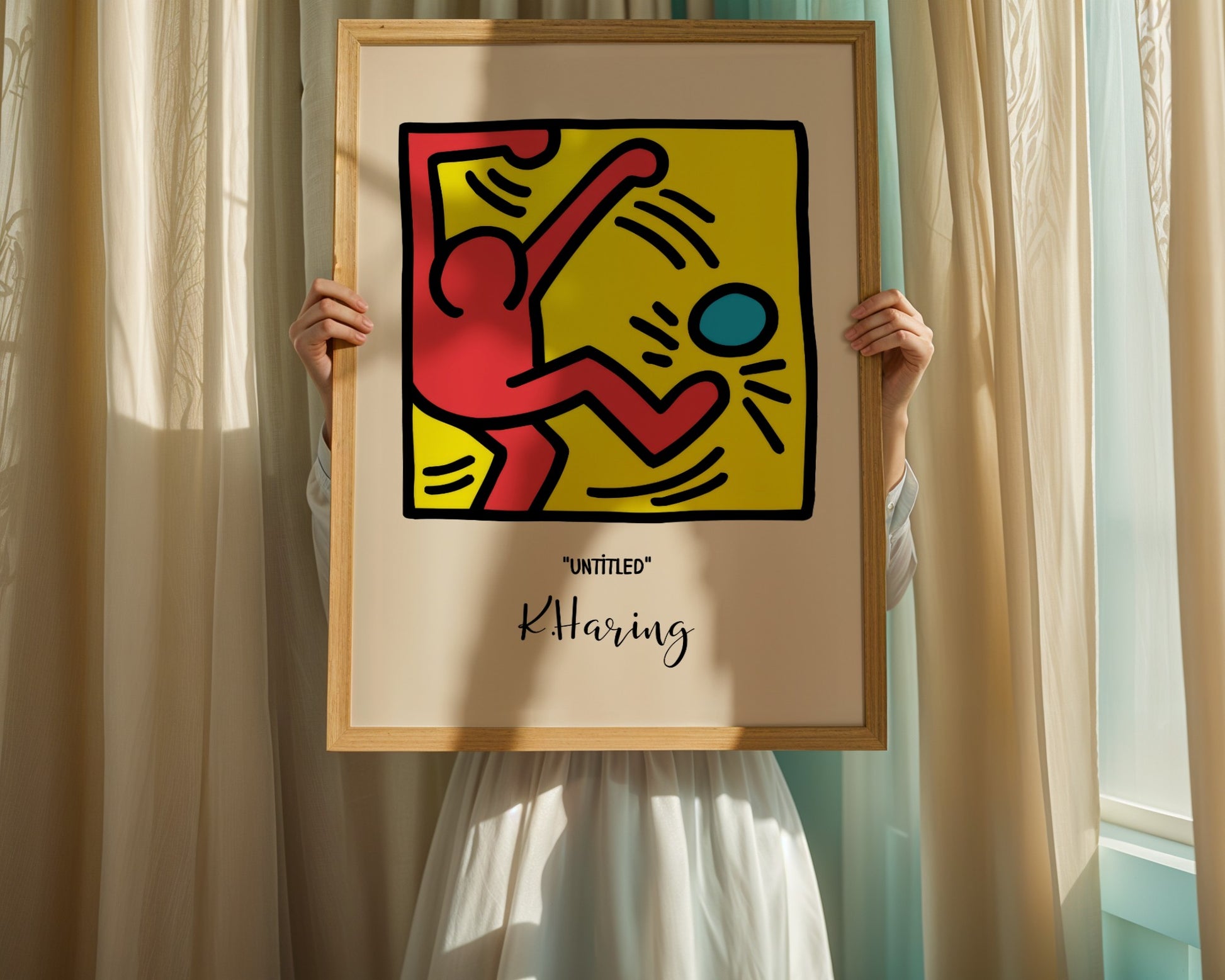 Keith Haring Untitled poster, figure with ball, street art, pop art