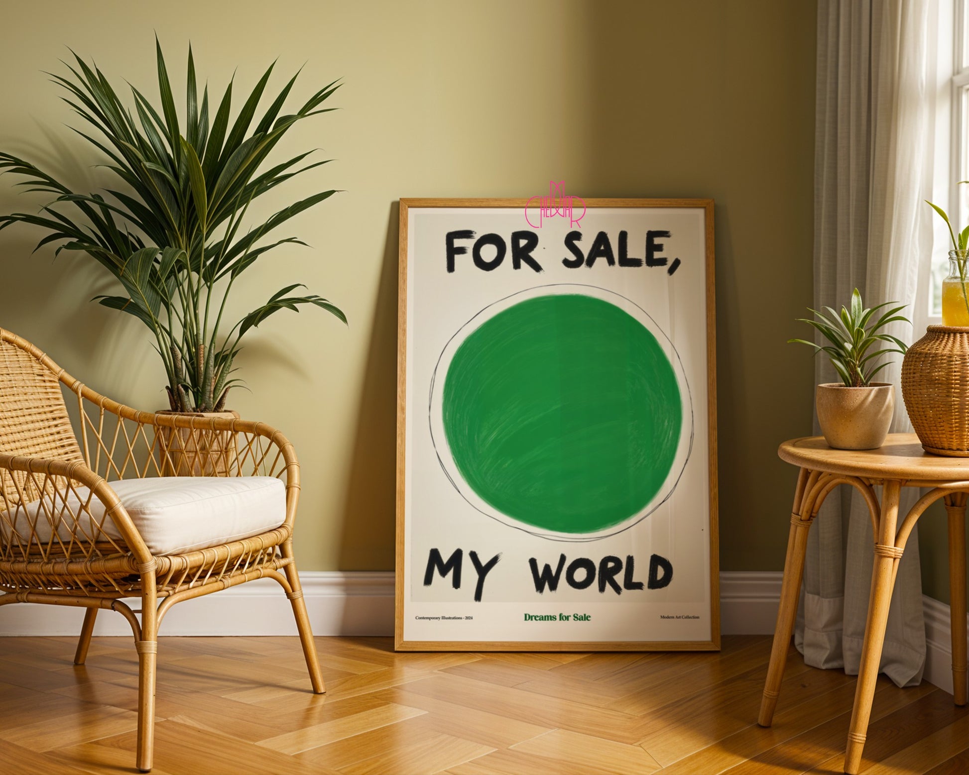 Humorous poster "My World for Sale" - contemporary, modernism