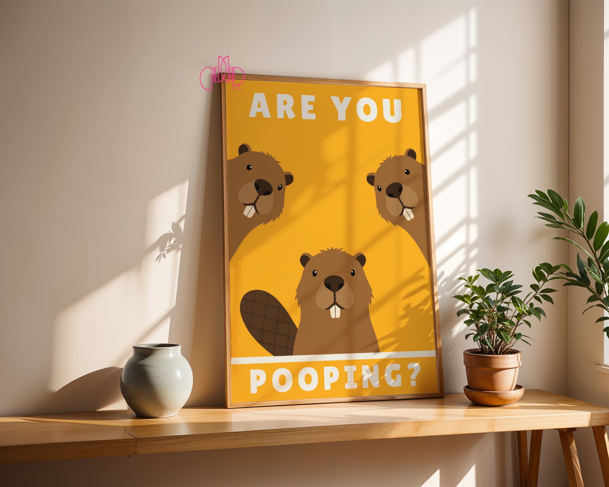 Funny "Are You Pooping?" poster with Beavers