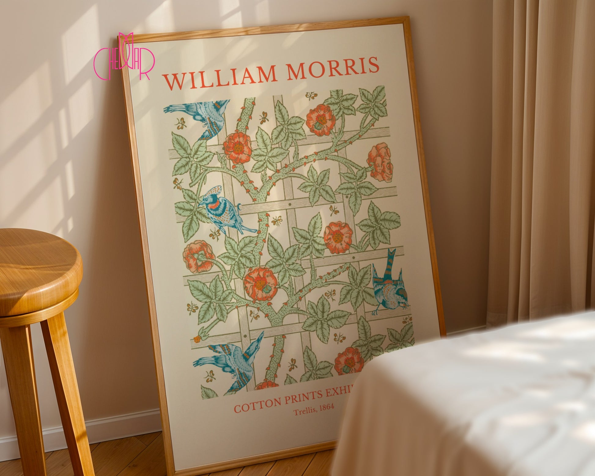 Poster William Morris – Cotton Prints Exhibition, Trellis, 1864