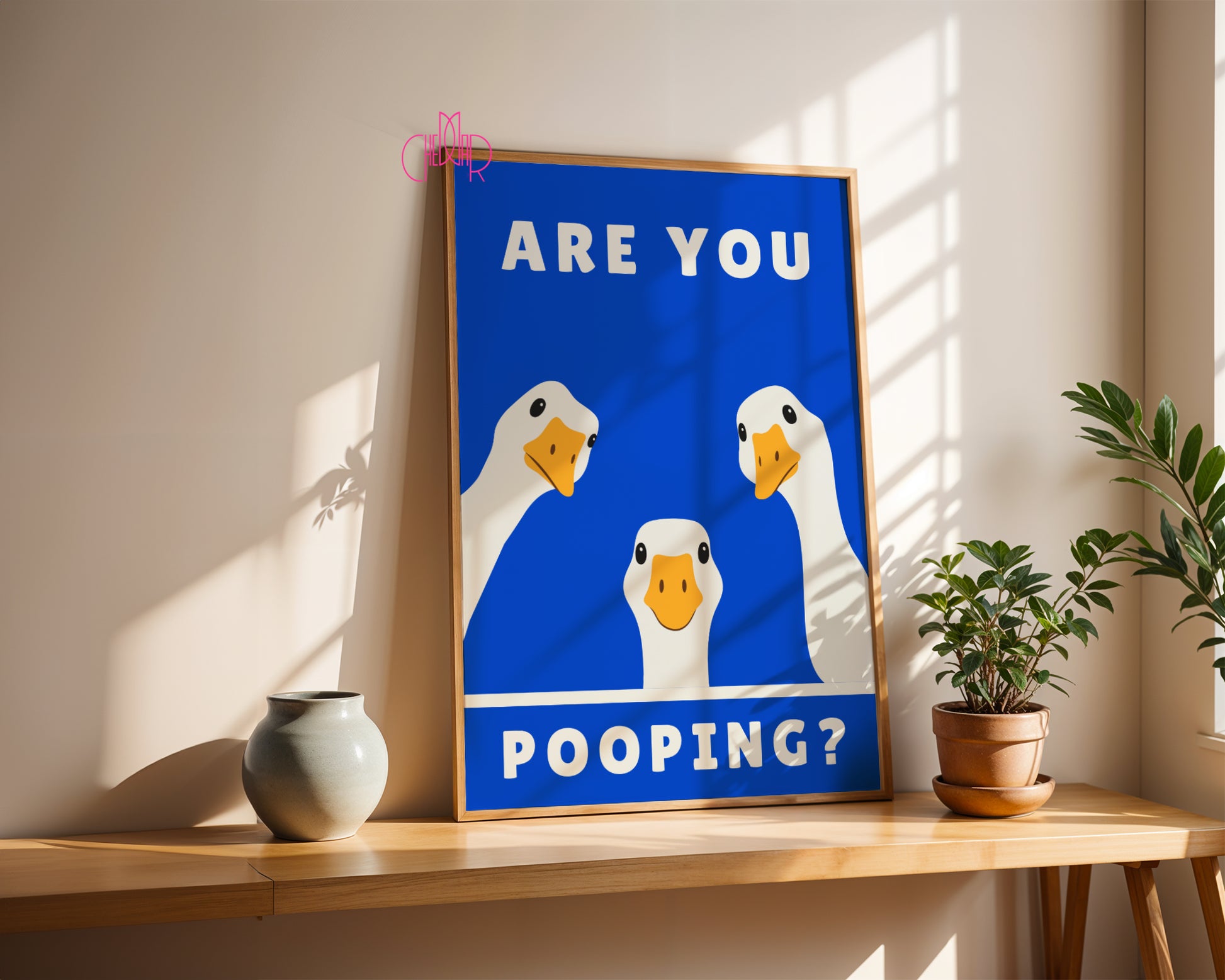 Funny "Are You Pooping?" poster with geese