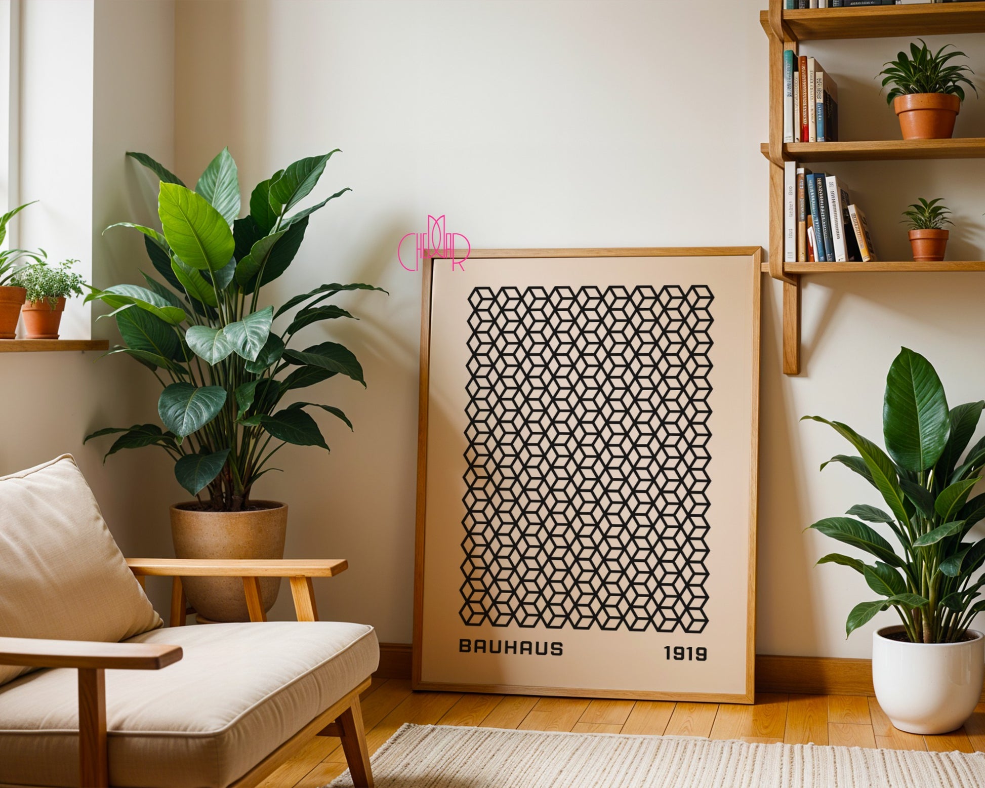 Bauhaus poster - geometric shapes, exhibition 1919, retro, vintage,