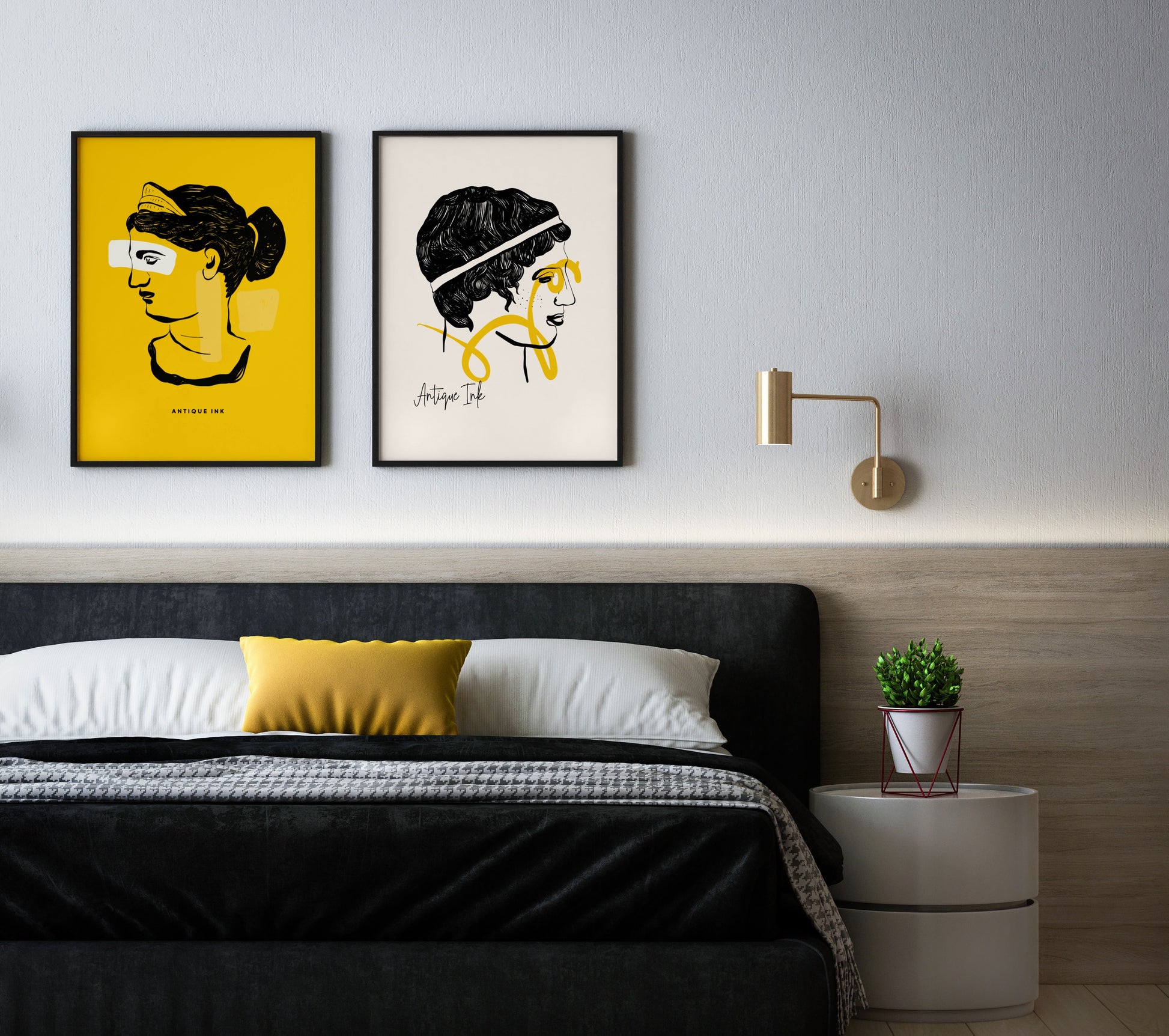 Modern Art Ancient Ink Poster, Antique Set, Classic