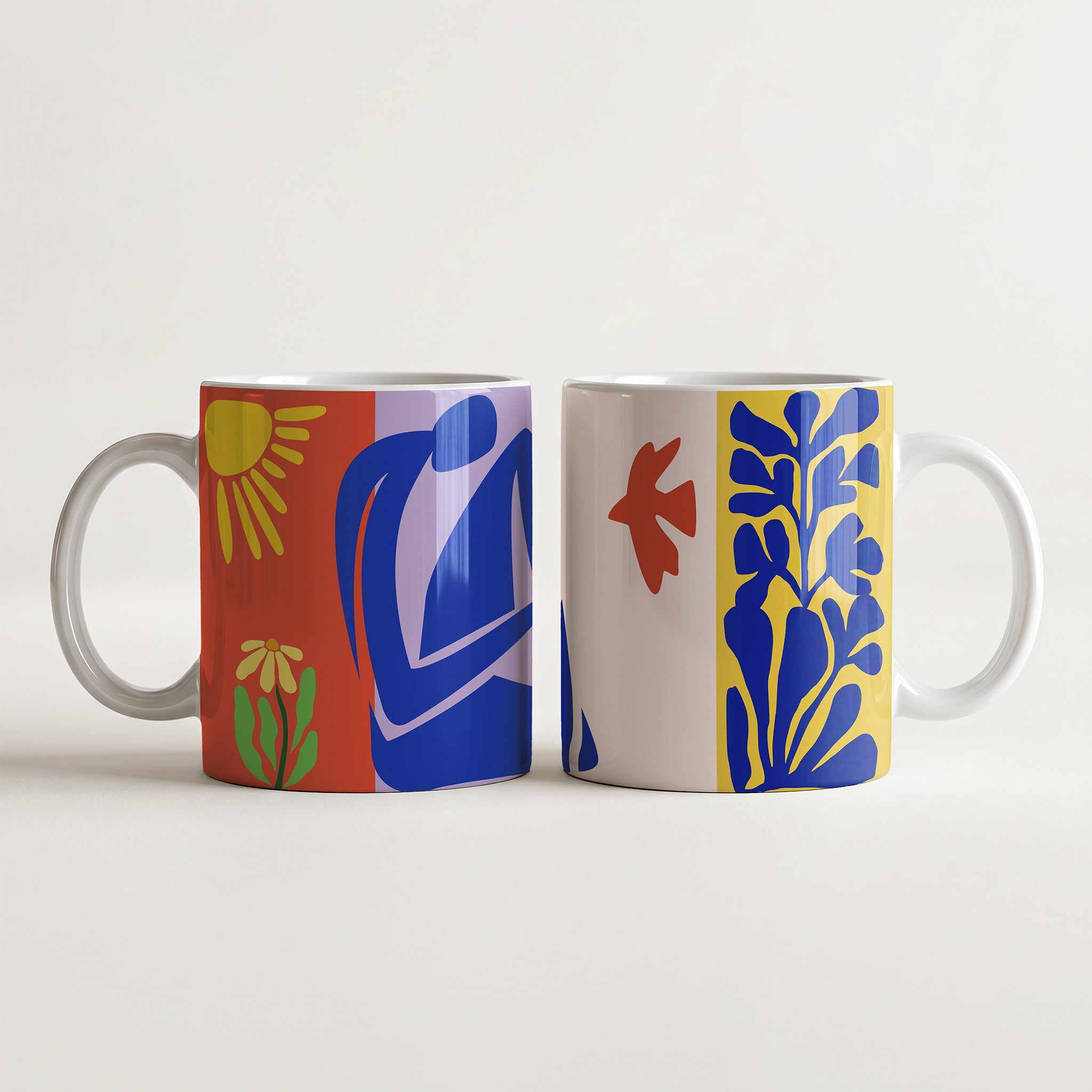 Wyjątkowy kubek z ikonicznymi motywami cut-outs Henri Matisse'a. Trwała ceramika 330 ml i 450 ml z fowistycznym nadrukiem. Zamów na CheddarArt!